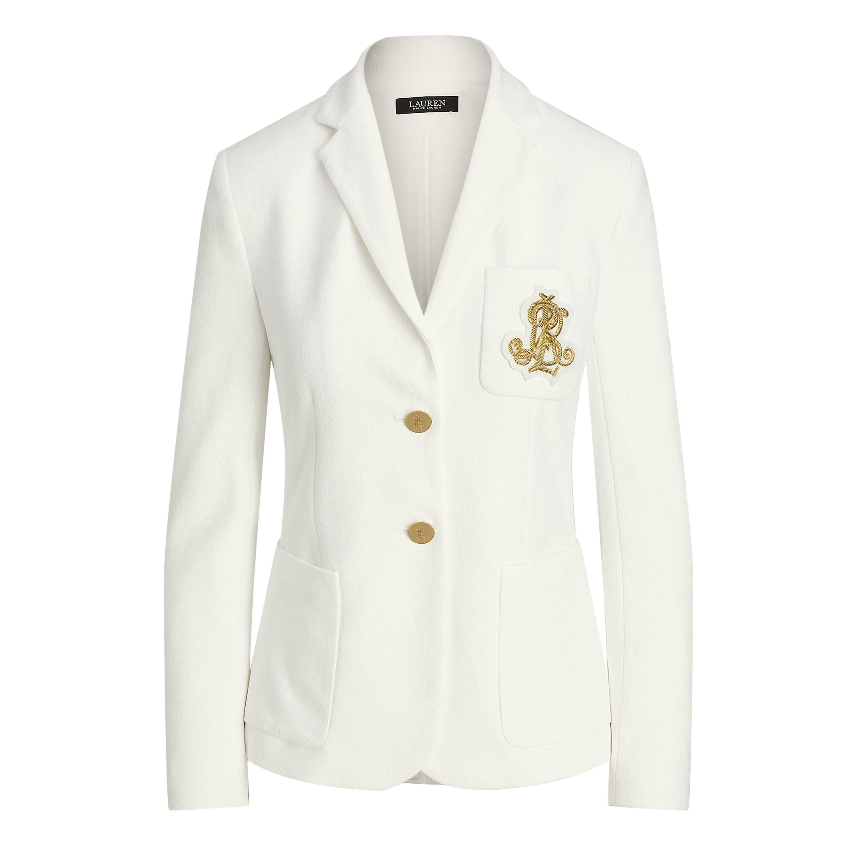 Anfisa Cotton Long Sleeve Monogram Blazer
