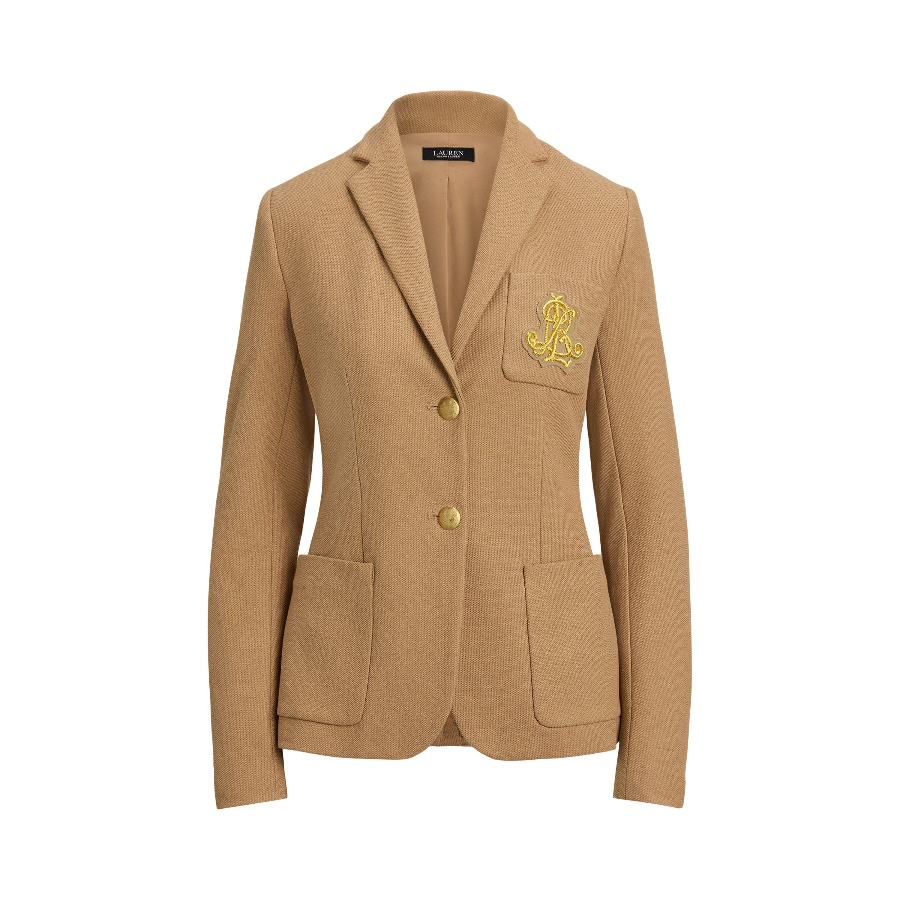 Anfisa Cotton Long Sleeve Monogram Blazer
