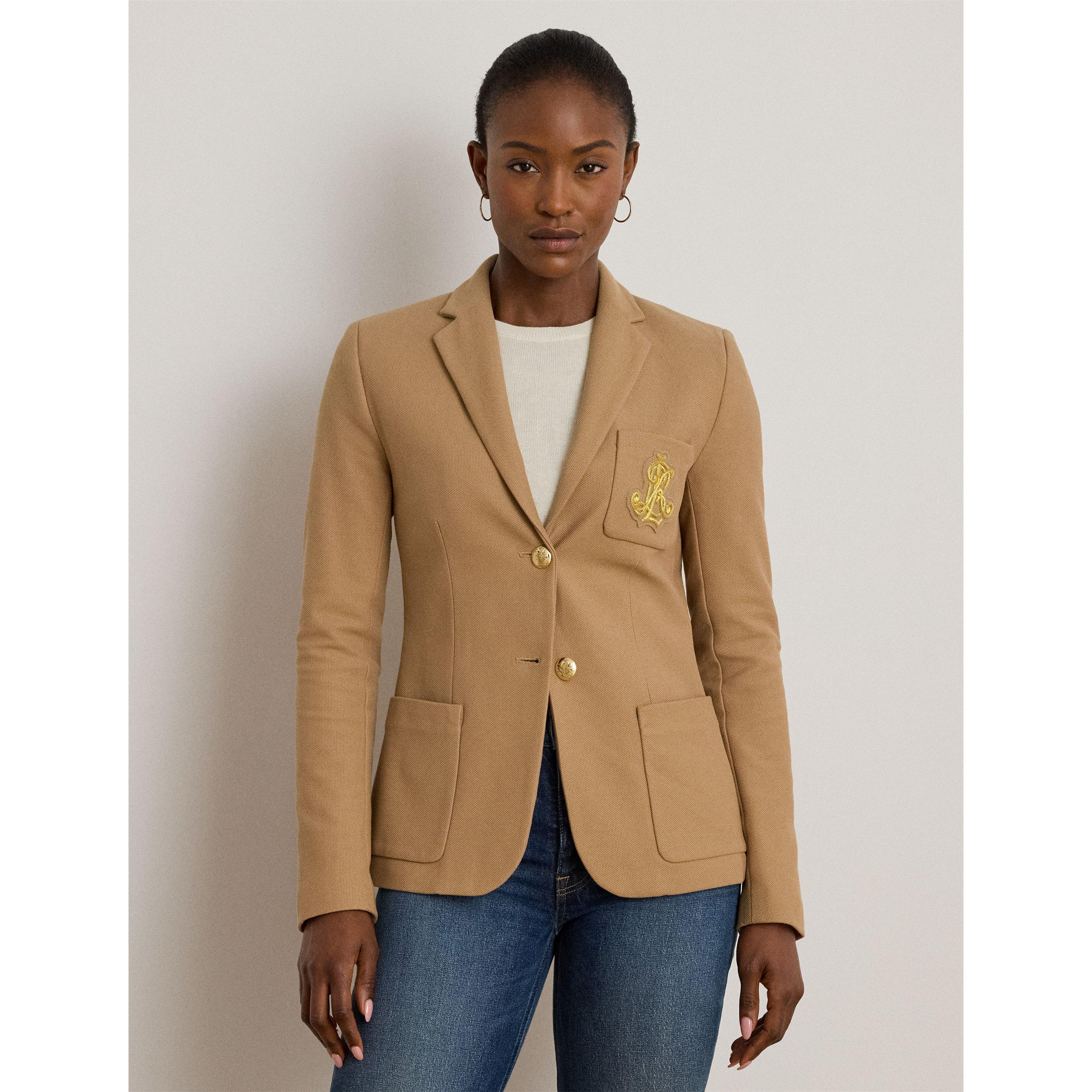 Anfisa Cotton Long Sleeve Monogram Blazer