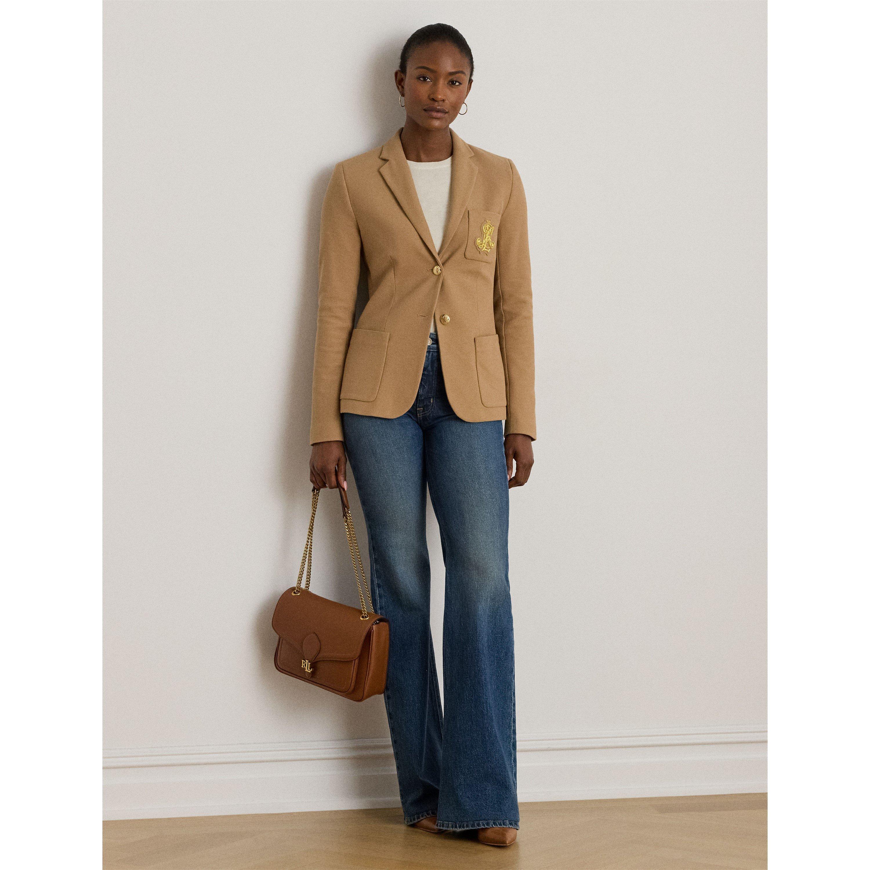 Anfisa Cotton Long Sleeve Monogram Blazer