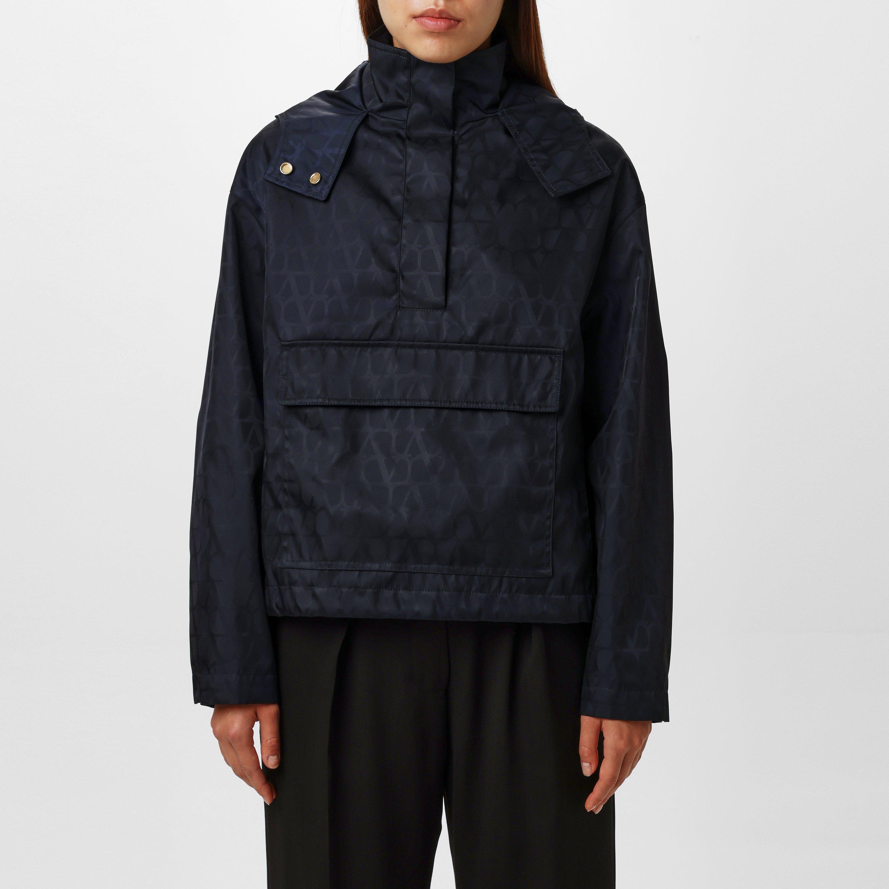 Jacquard Hooded Long Sleeve Rain Anorak