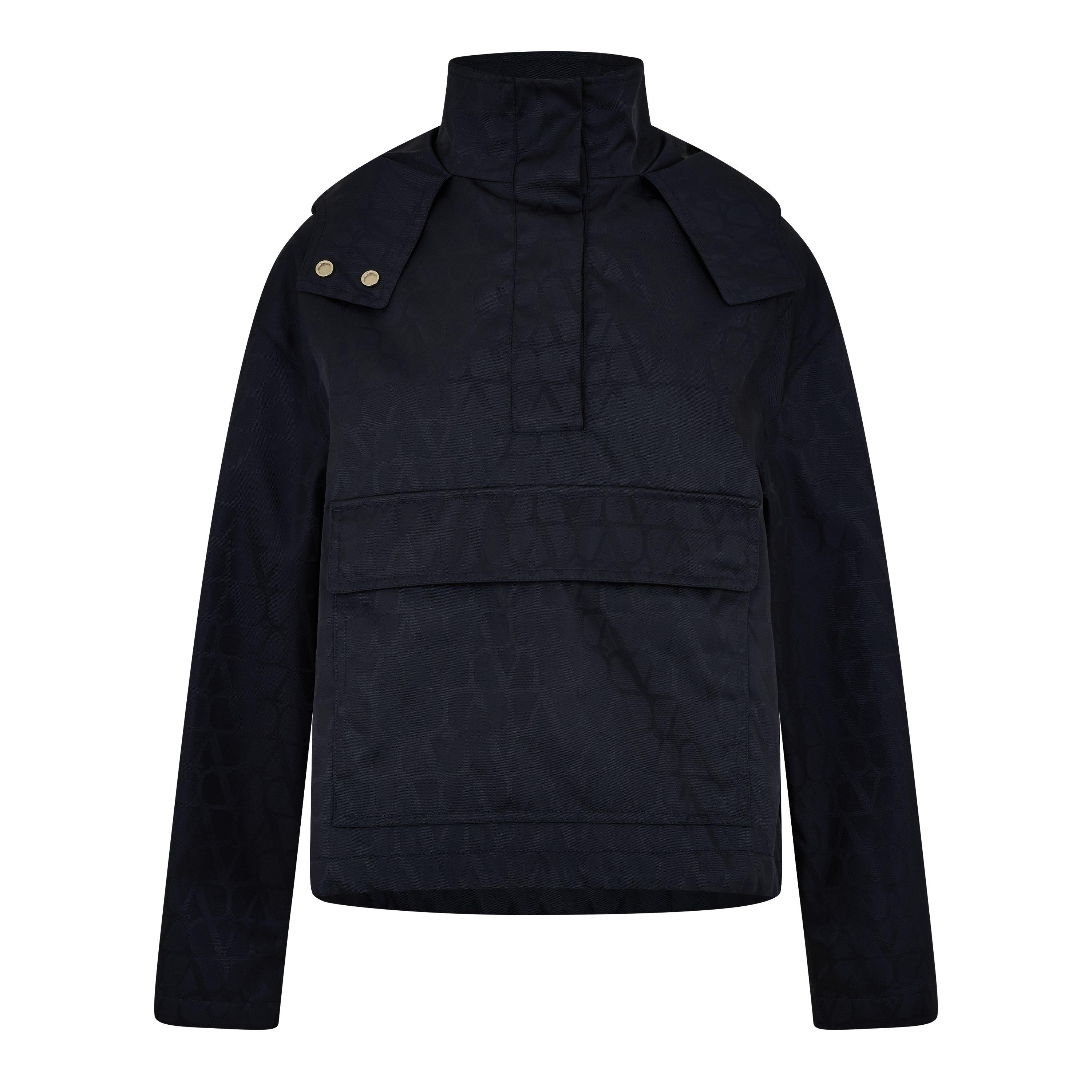 Jacquard Hooded Long Sleeve Rain Anorak