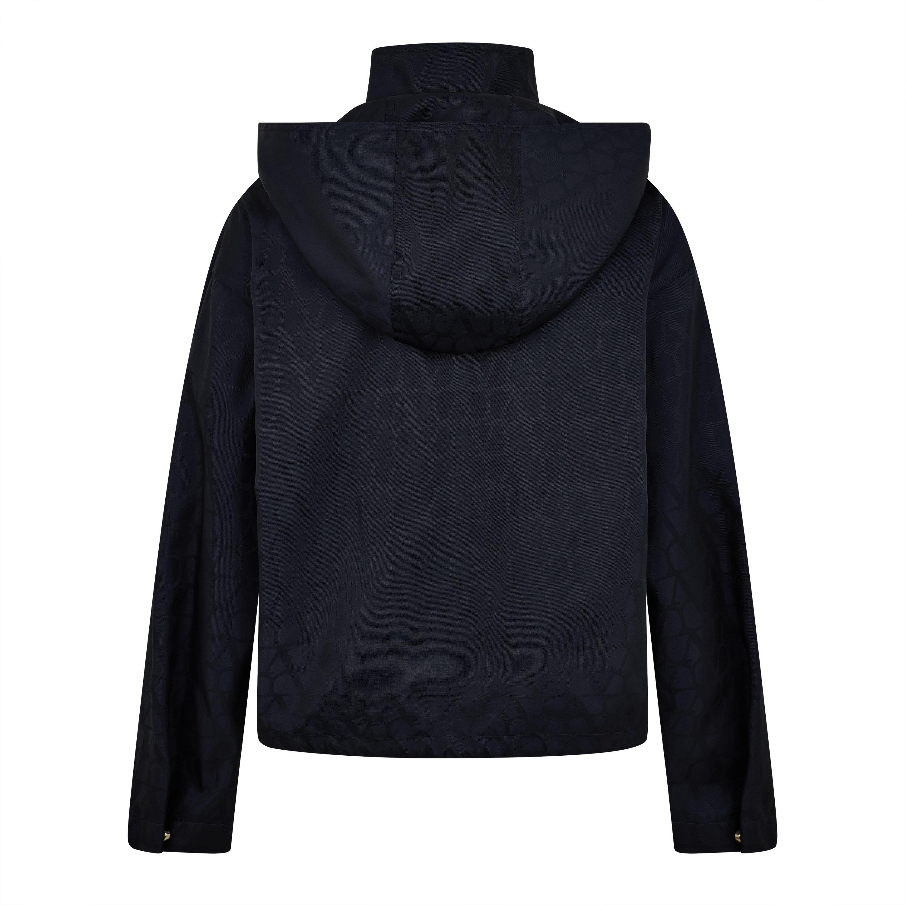 Jacquard Hooded Long Sleeve Rain Anorak