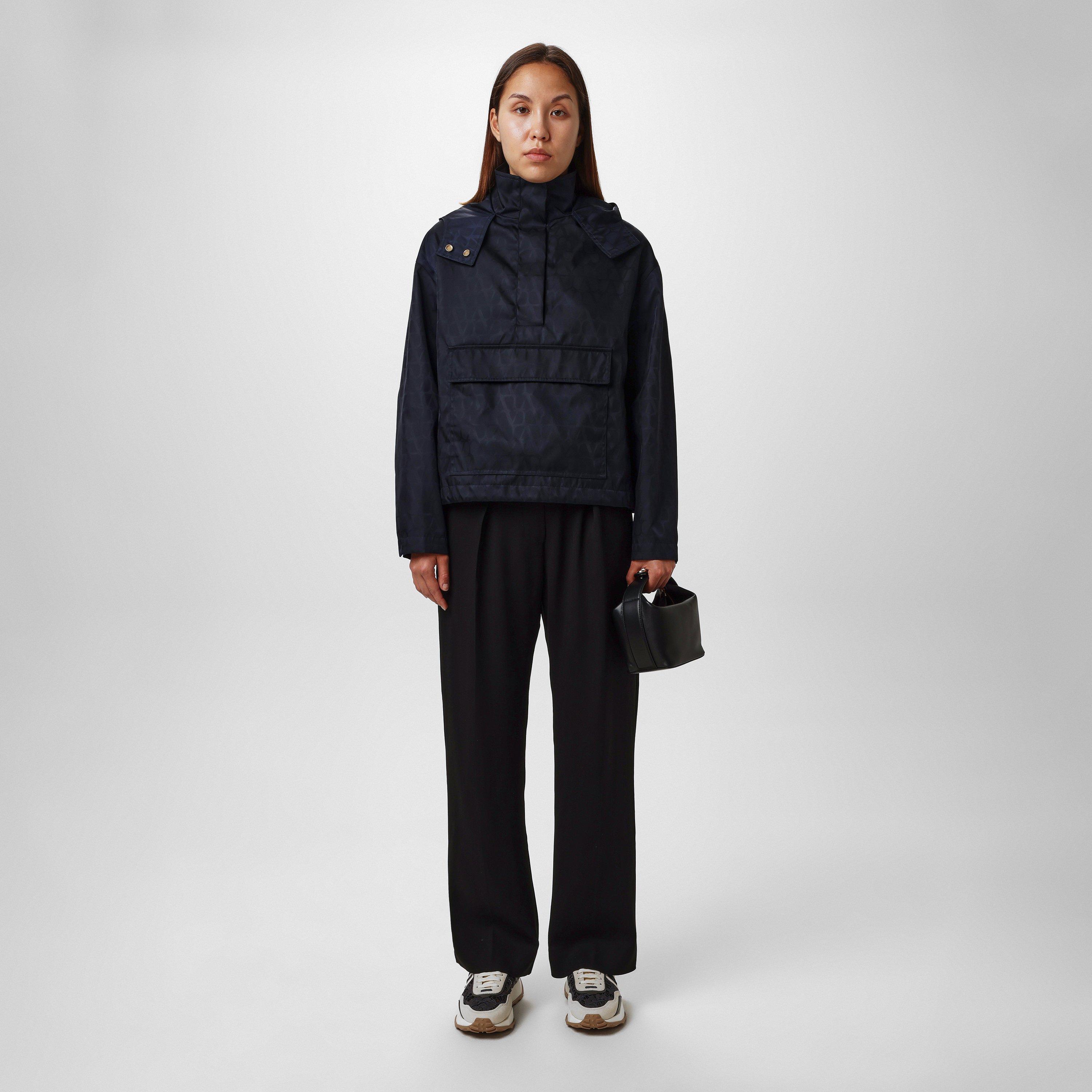 Jacquard Hooded Long Sleeve Rain Anorak