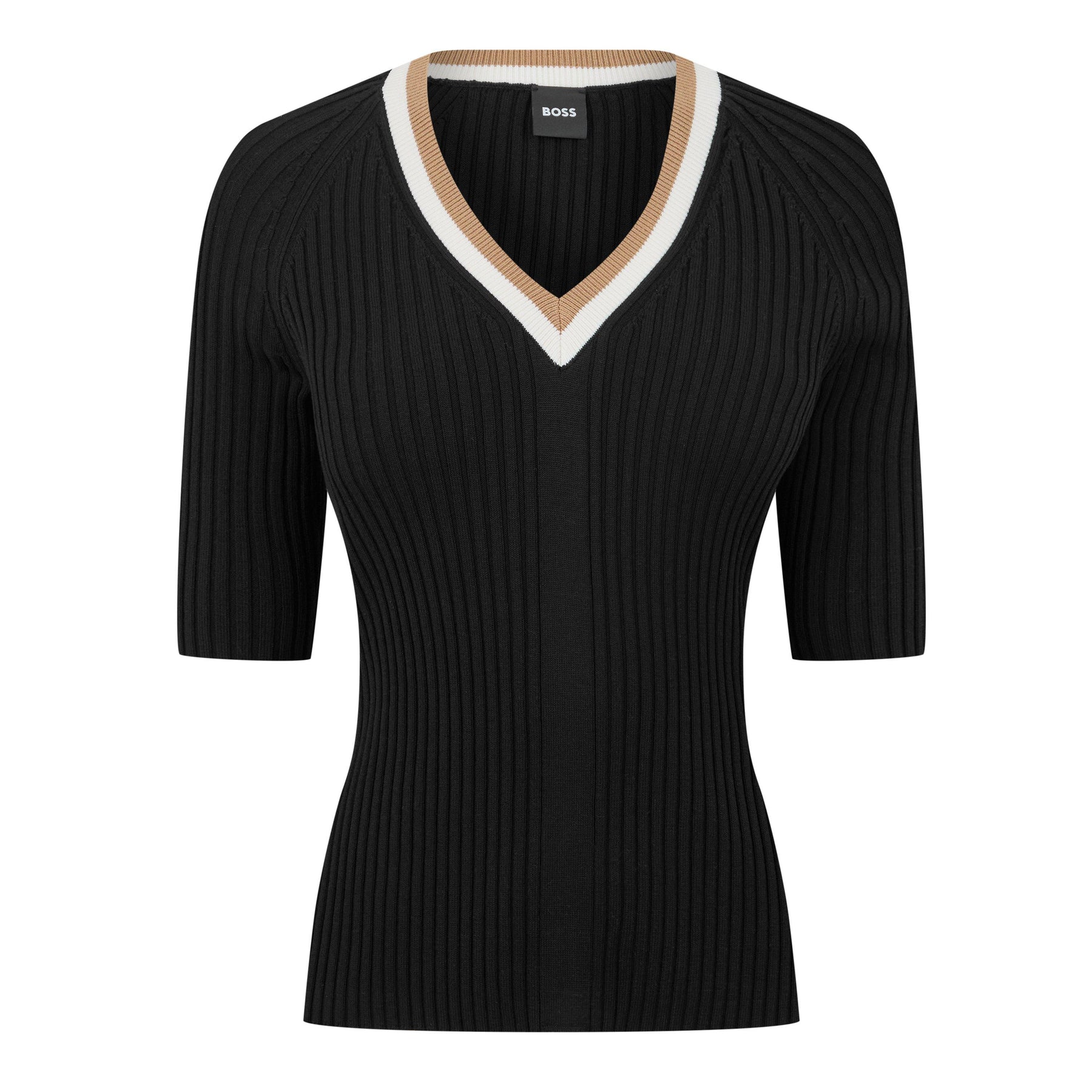 Women's Ribbed V-neck Knitted Top