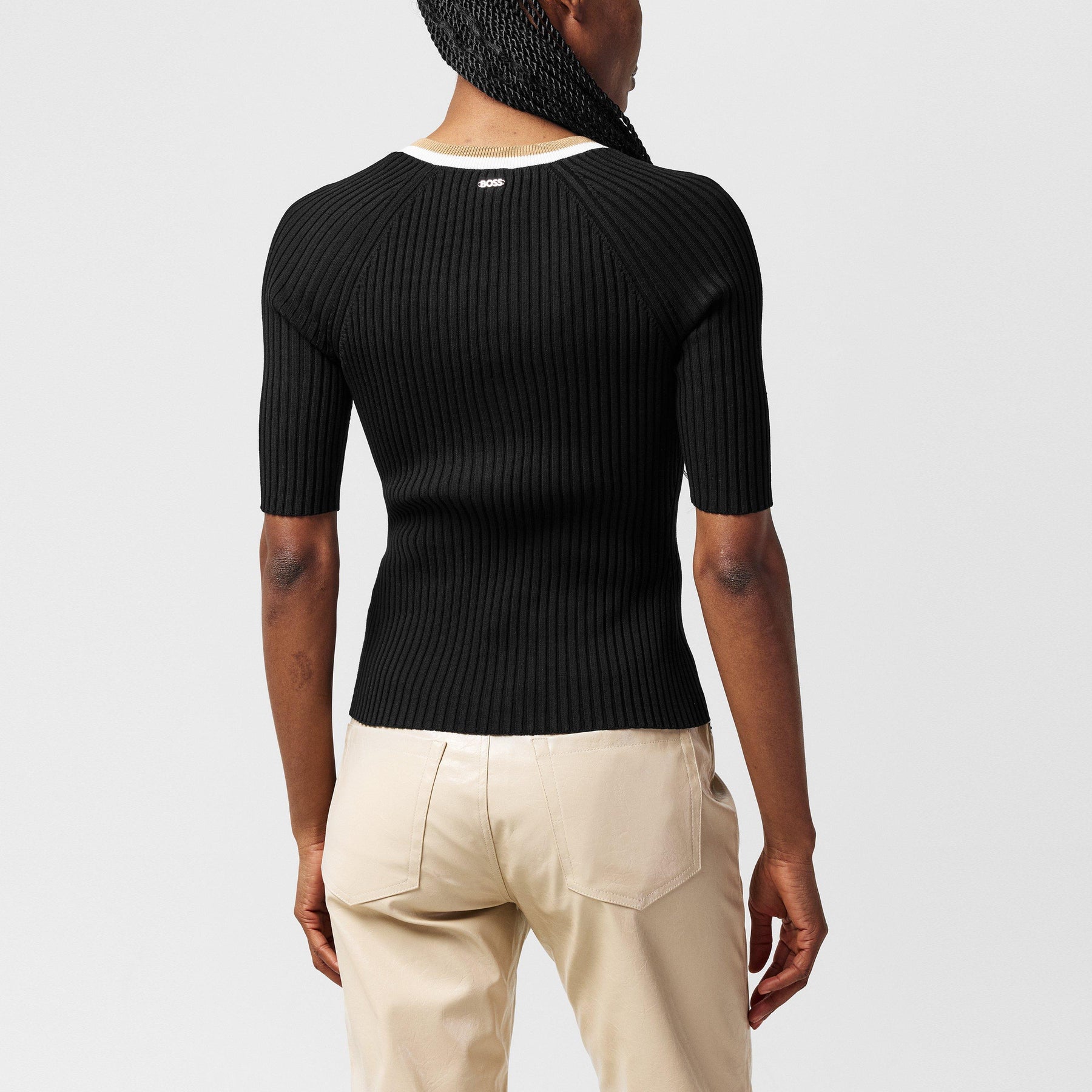 Women's Ribbed V-neck Knitted Top