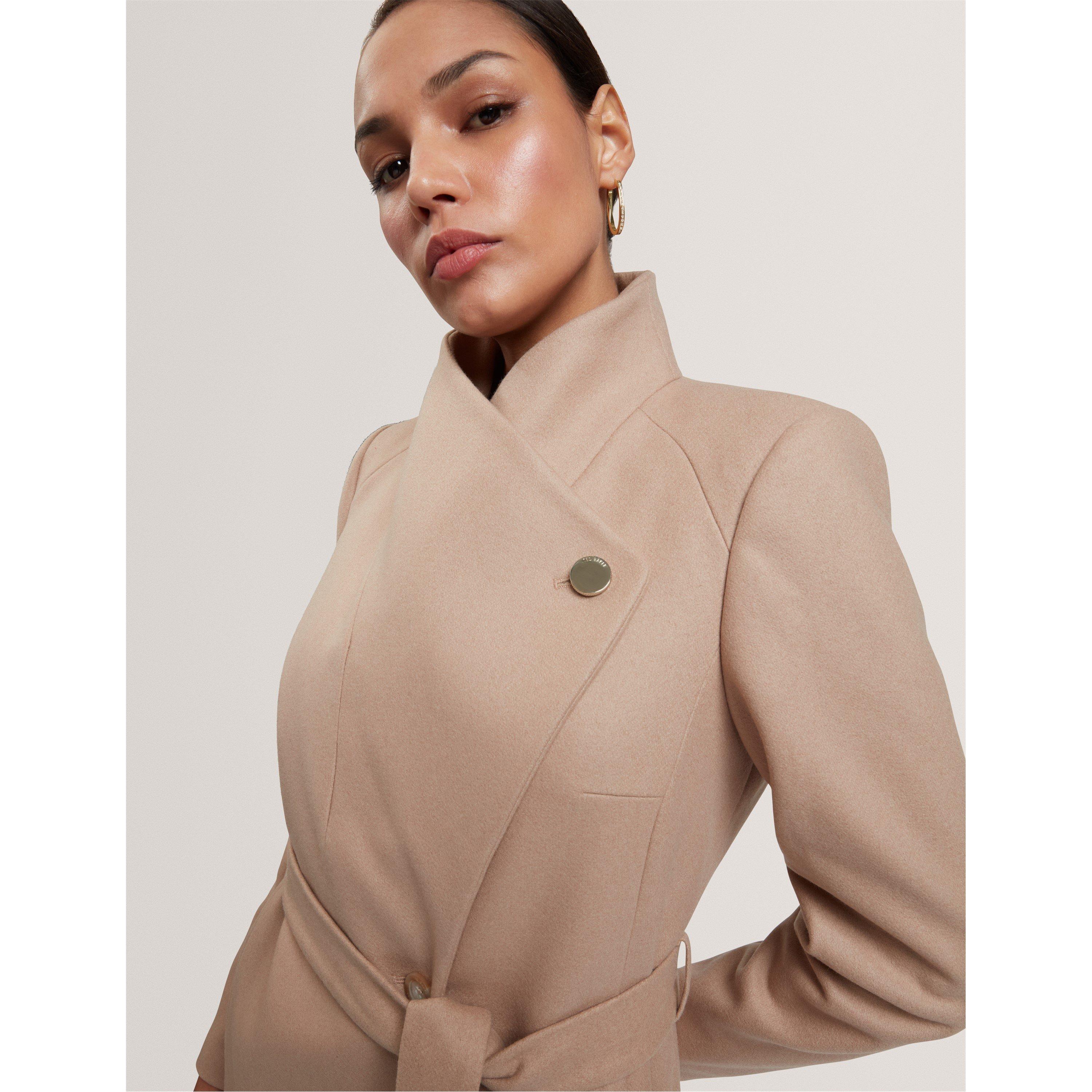 Rose Belted Midi Wool Long Sleeve Coat