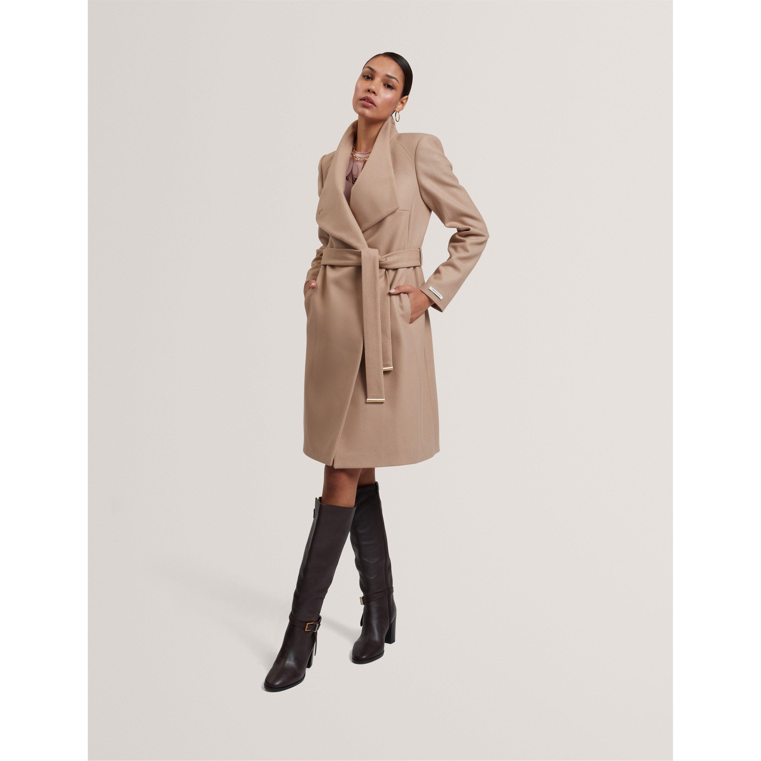 Rose Belted Midi Wool Long Sleeve Coat