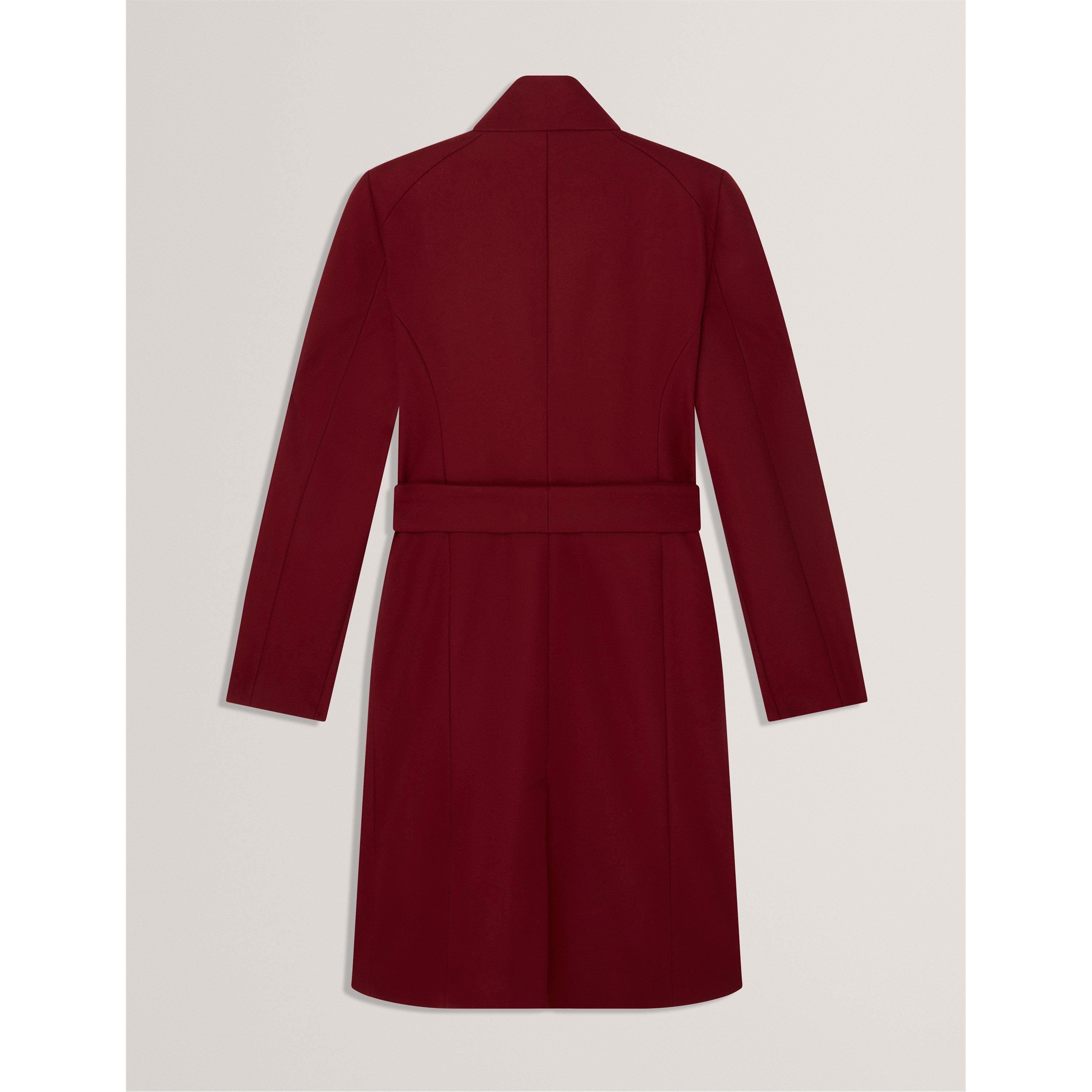 Rose Belted Midi Wool Long Sleeve Coat