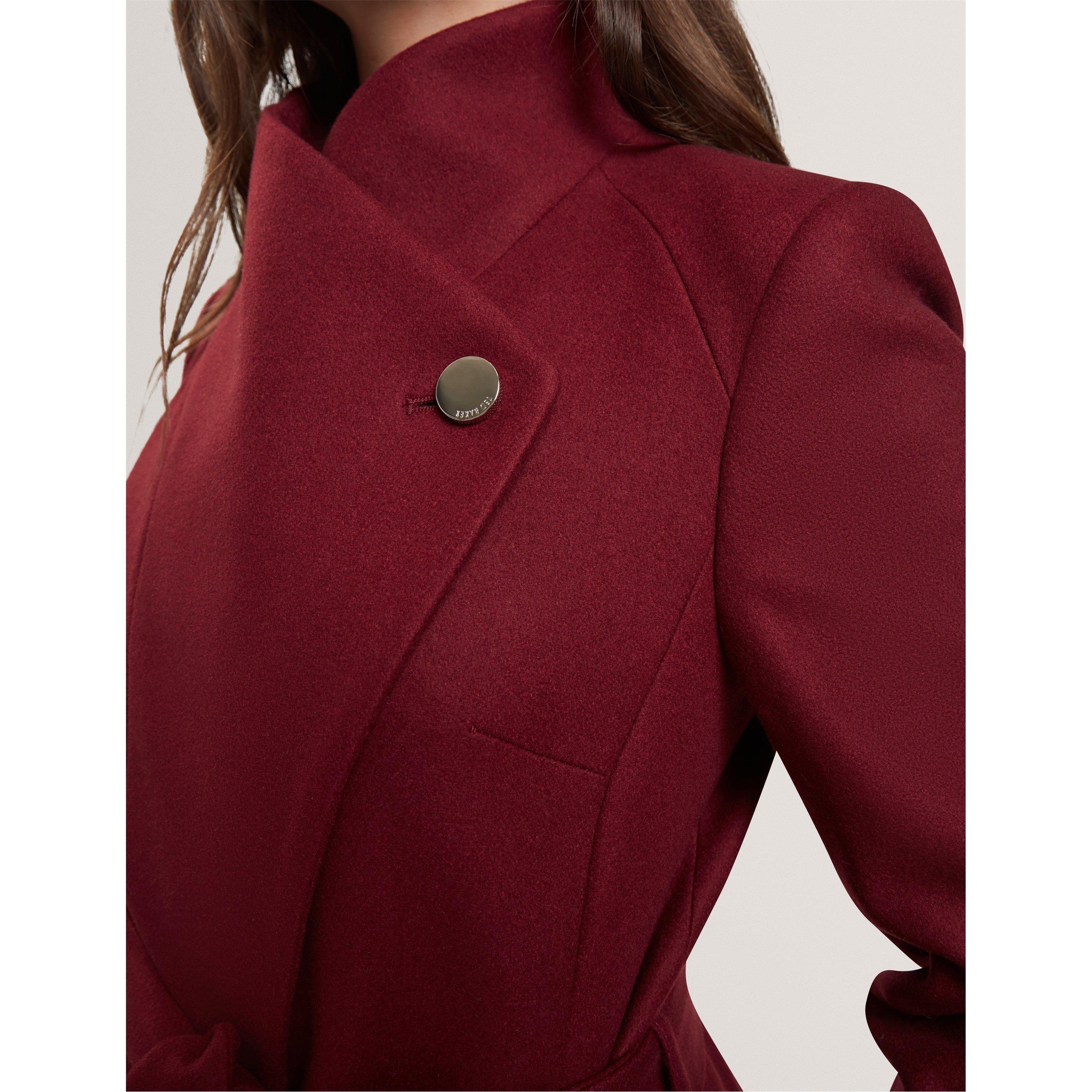 Rose Belted Midi Wool Long Sleeve Coat
