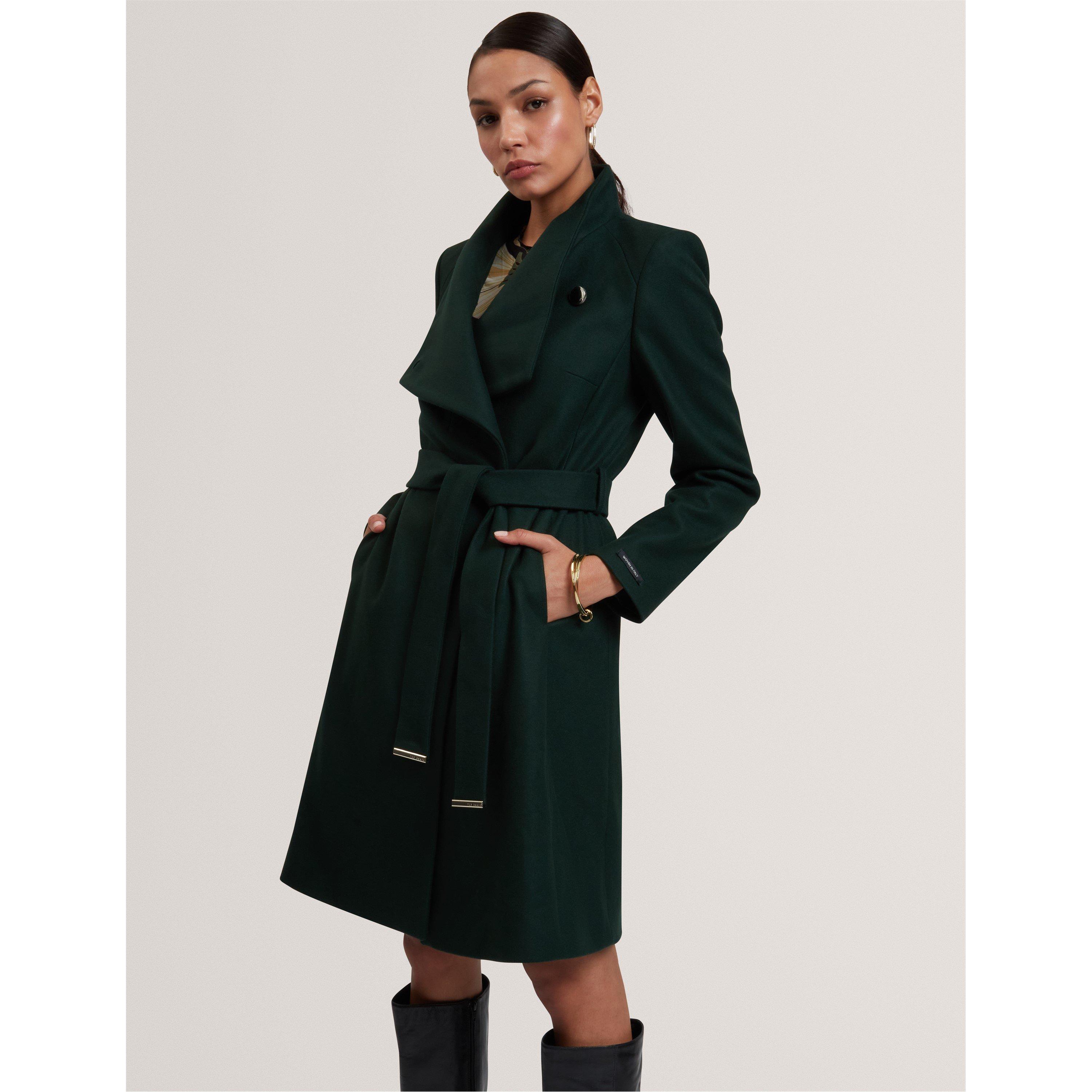 Rose Belted Midi Wool Long Sleeve Coat
