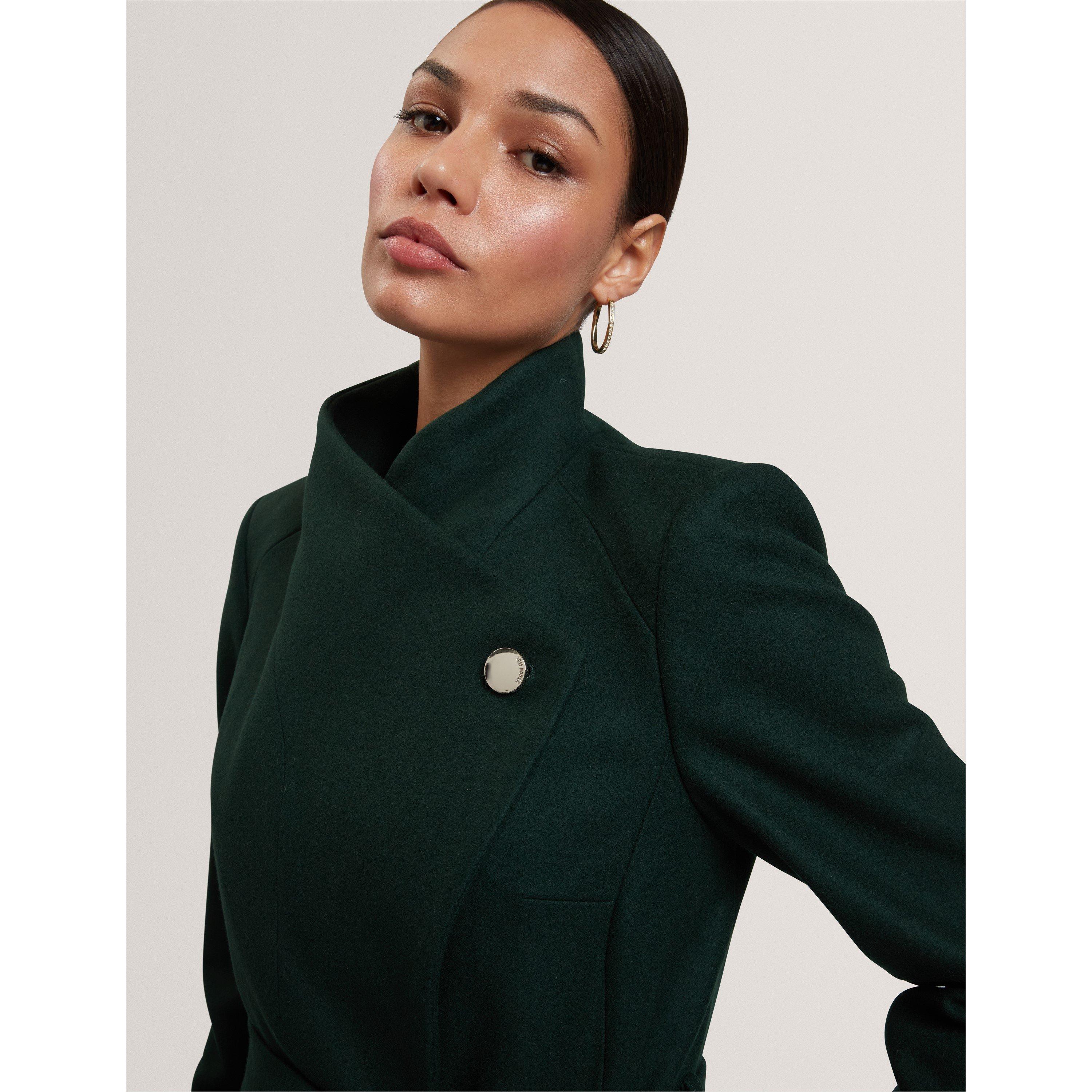 Rose Belted Midi Wool Long Sleeve Coat