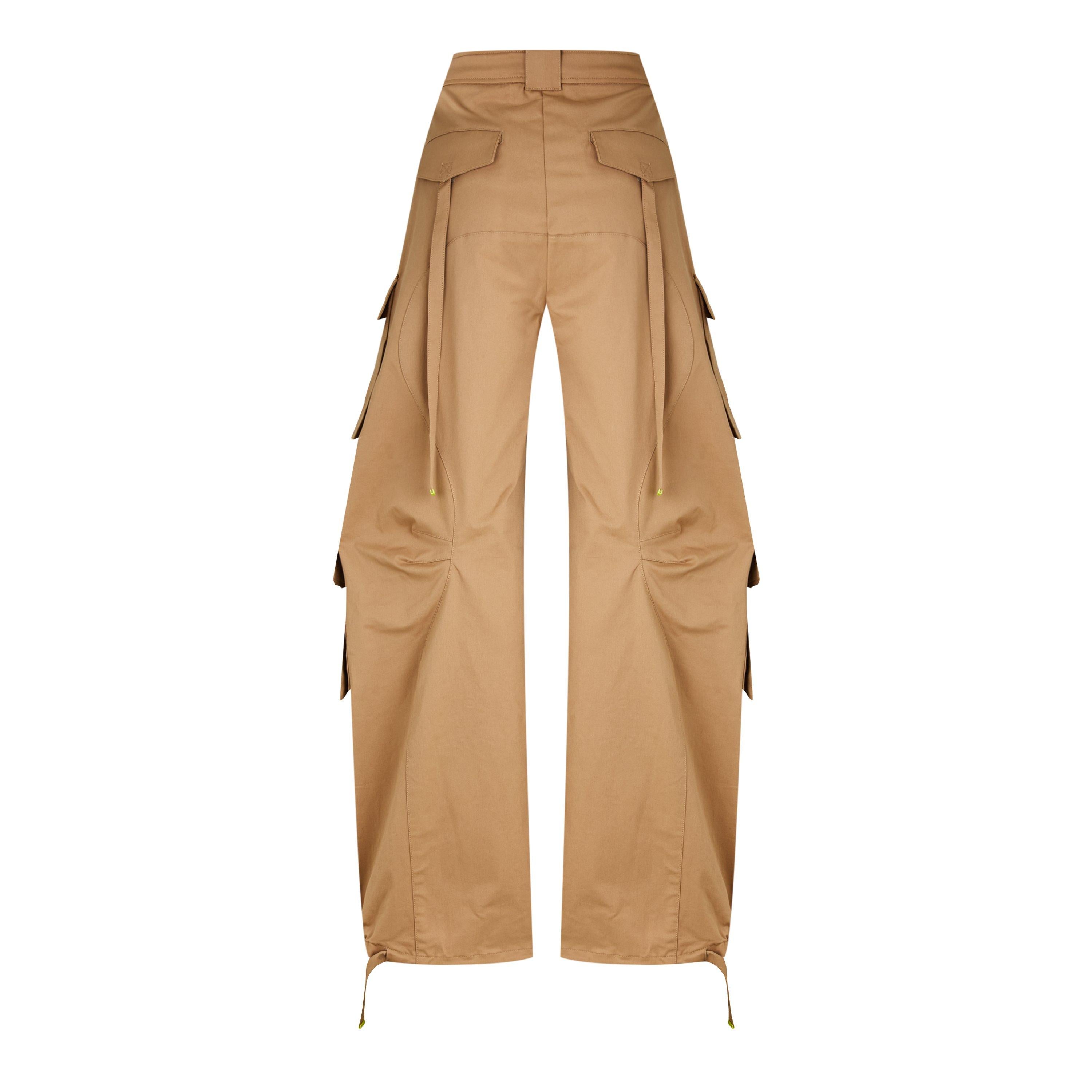 Full Length Mid Rise Gabardine Cargo Trousers