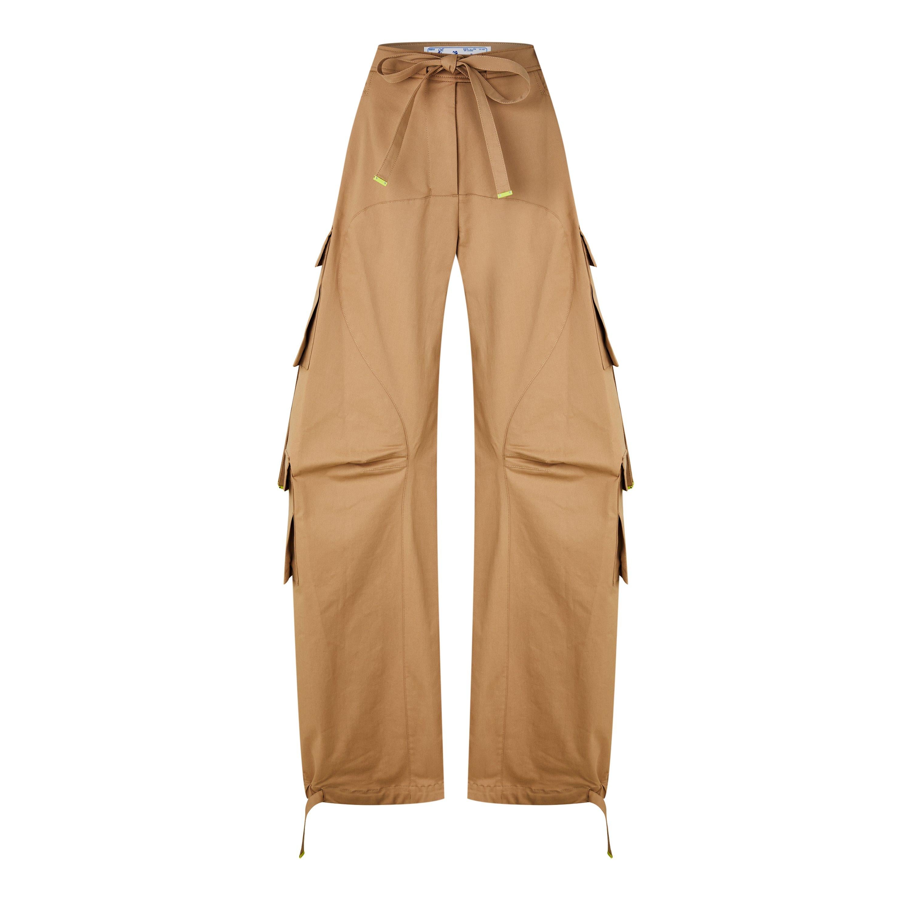 Full Length Mid Rise Gabardine Cargo Trousers