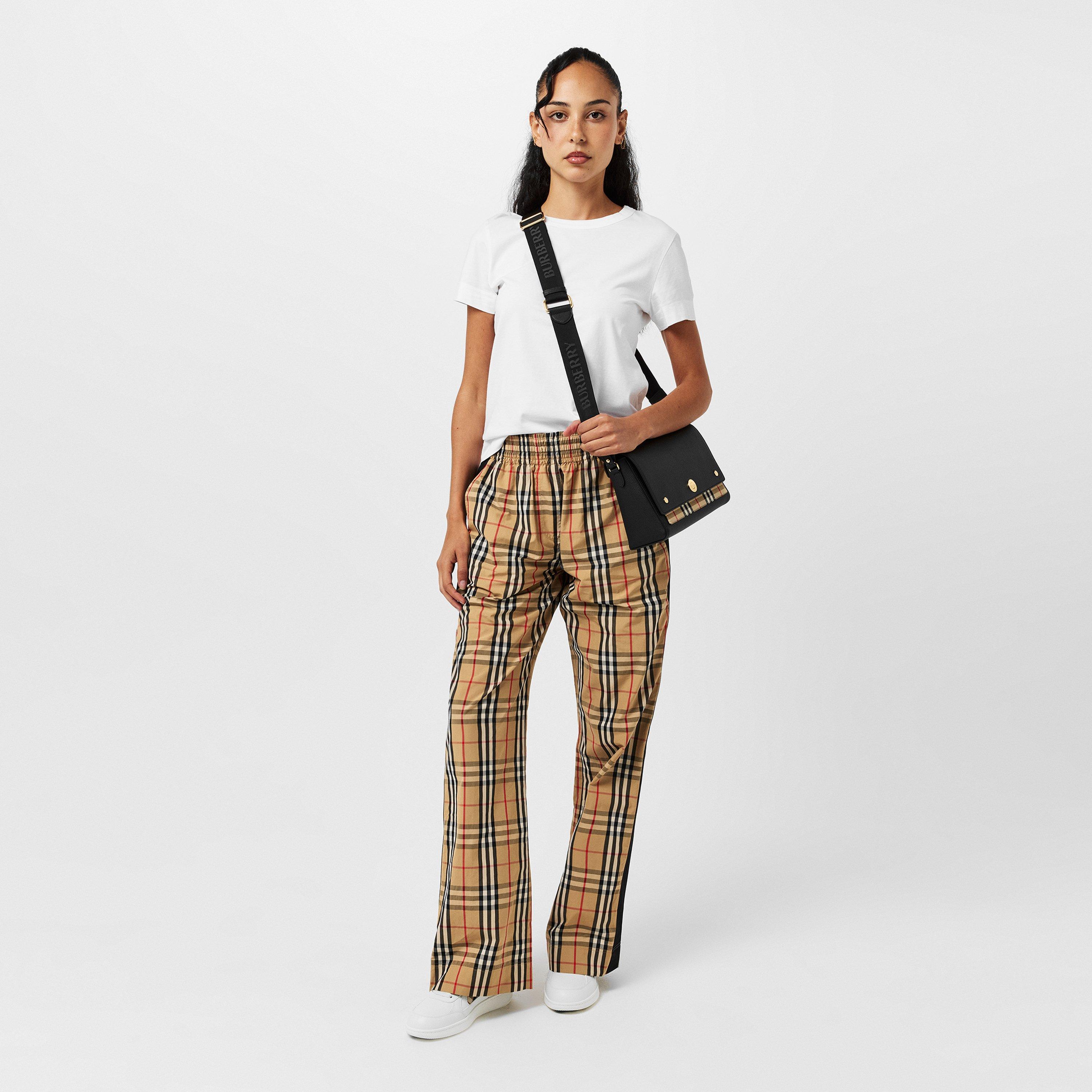Check High Waisted Wide Leg Trousers