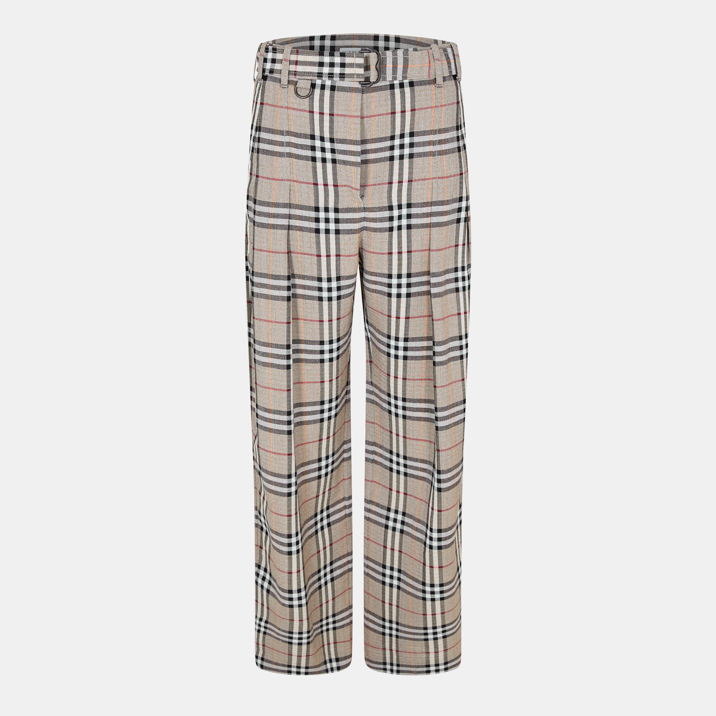 Check High Waisted Wide Leg Trousers