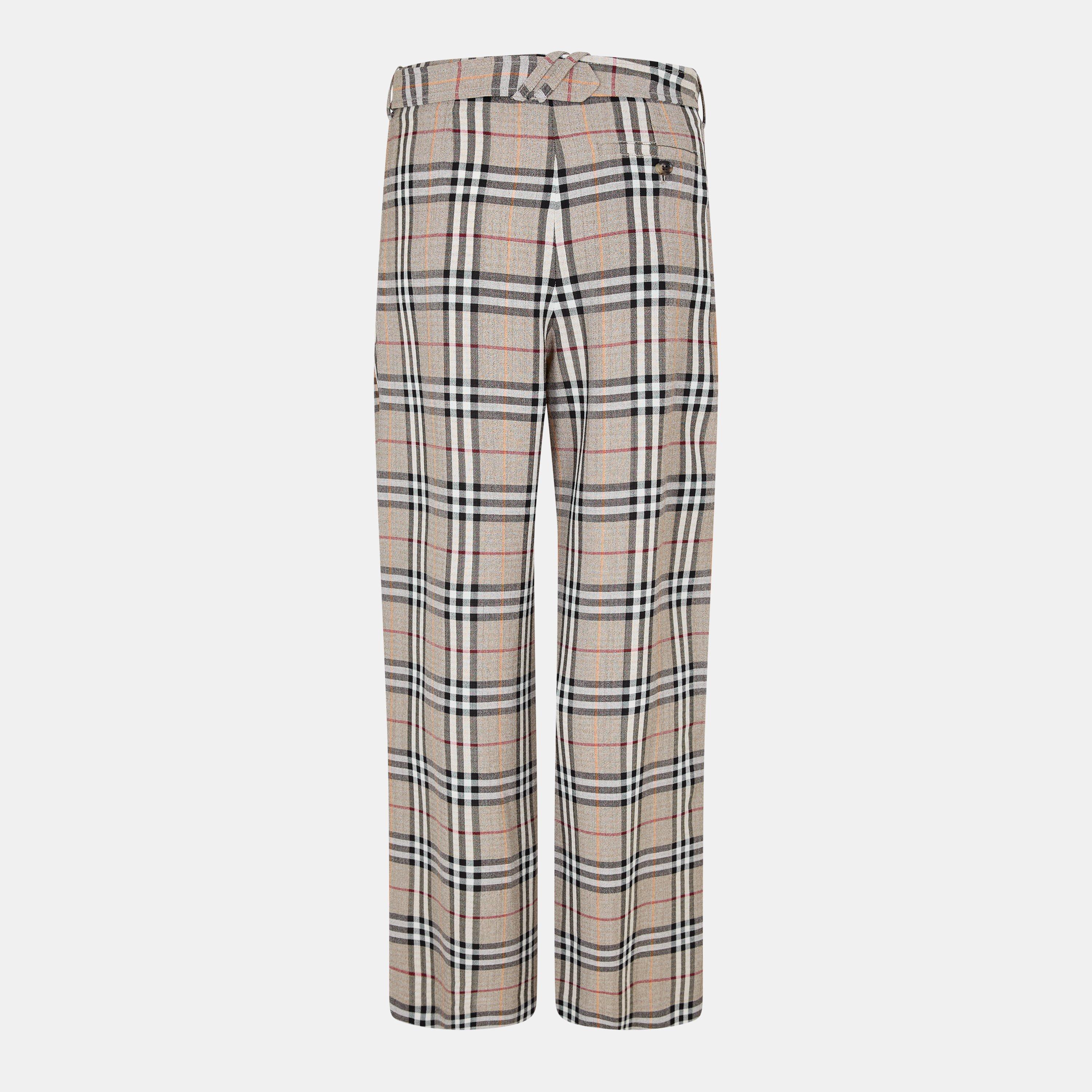 Check High Waisted Wide Leg Trousers