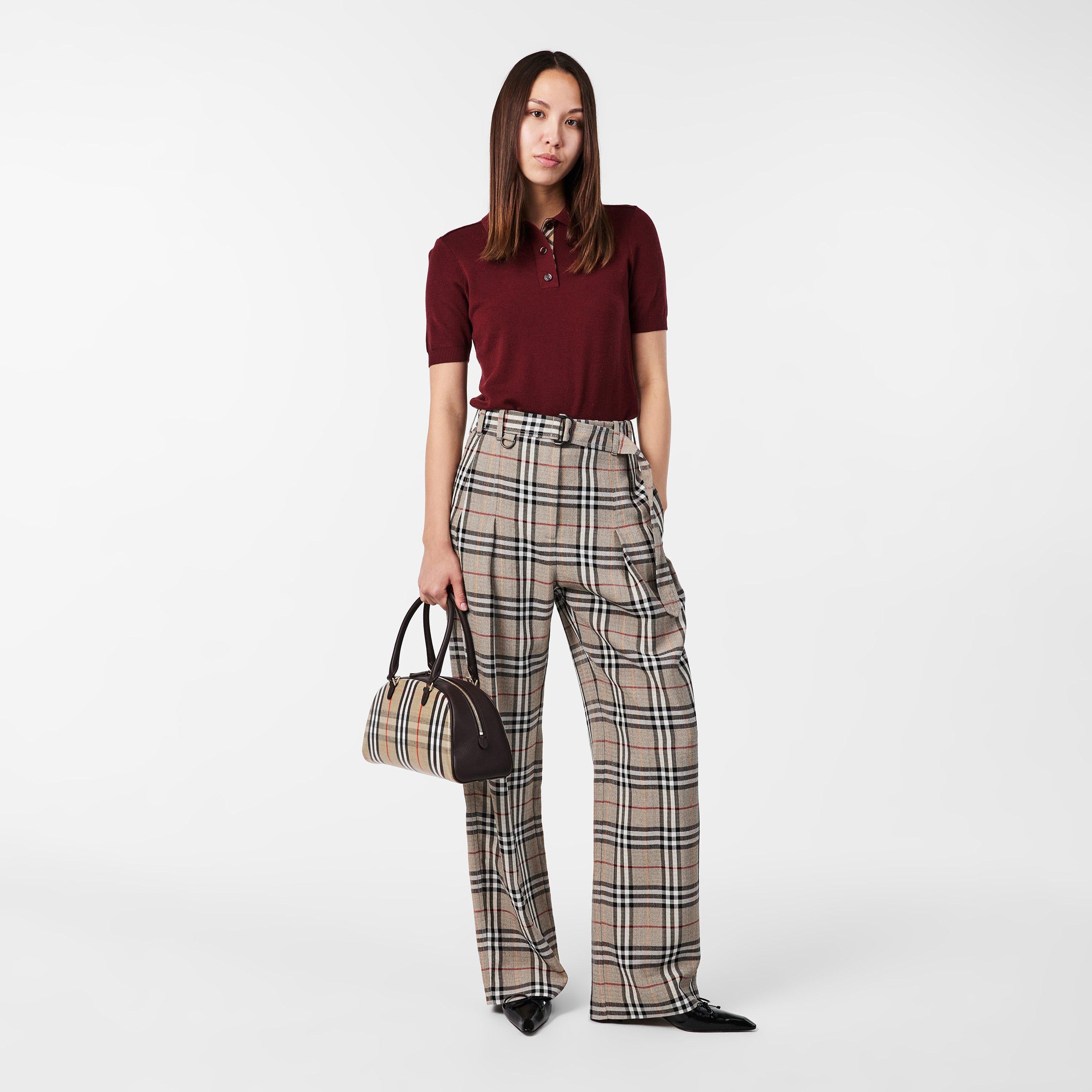 Check High Waisted Wide Leg Trousers
