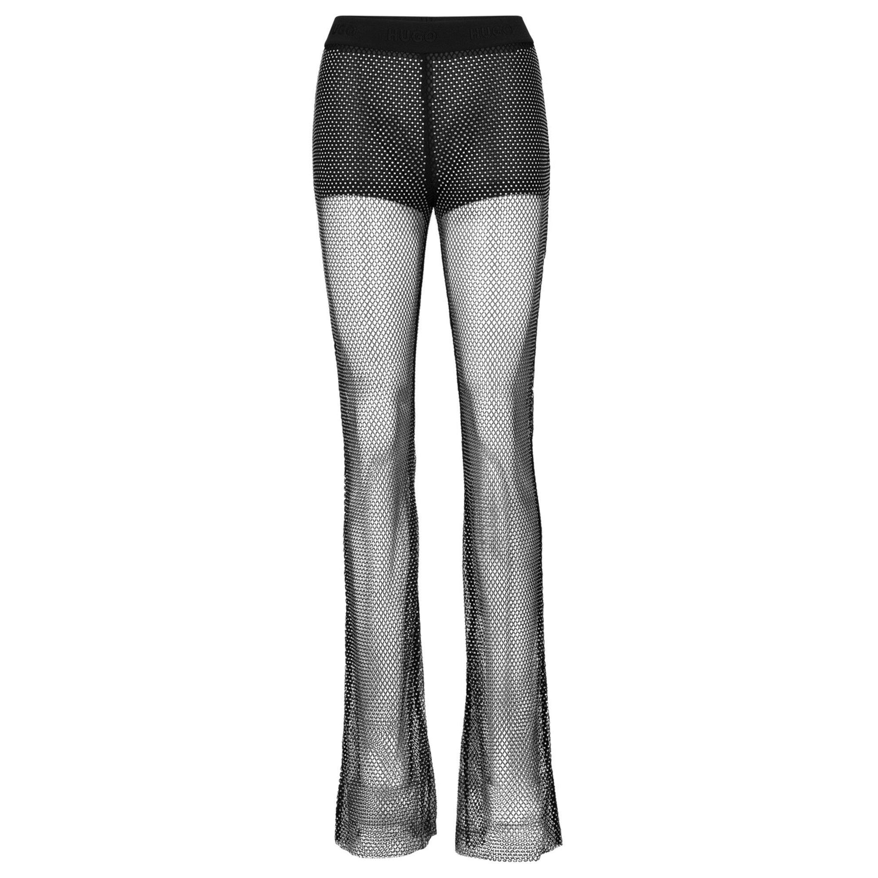 X Bella Poarch Slim-Fit Glitter-Mesh Trousers