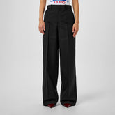Women's Plain Wool Wide Leg Trousers