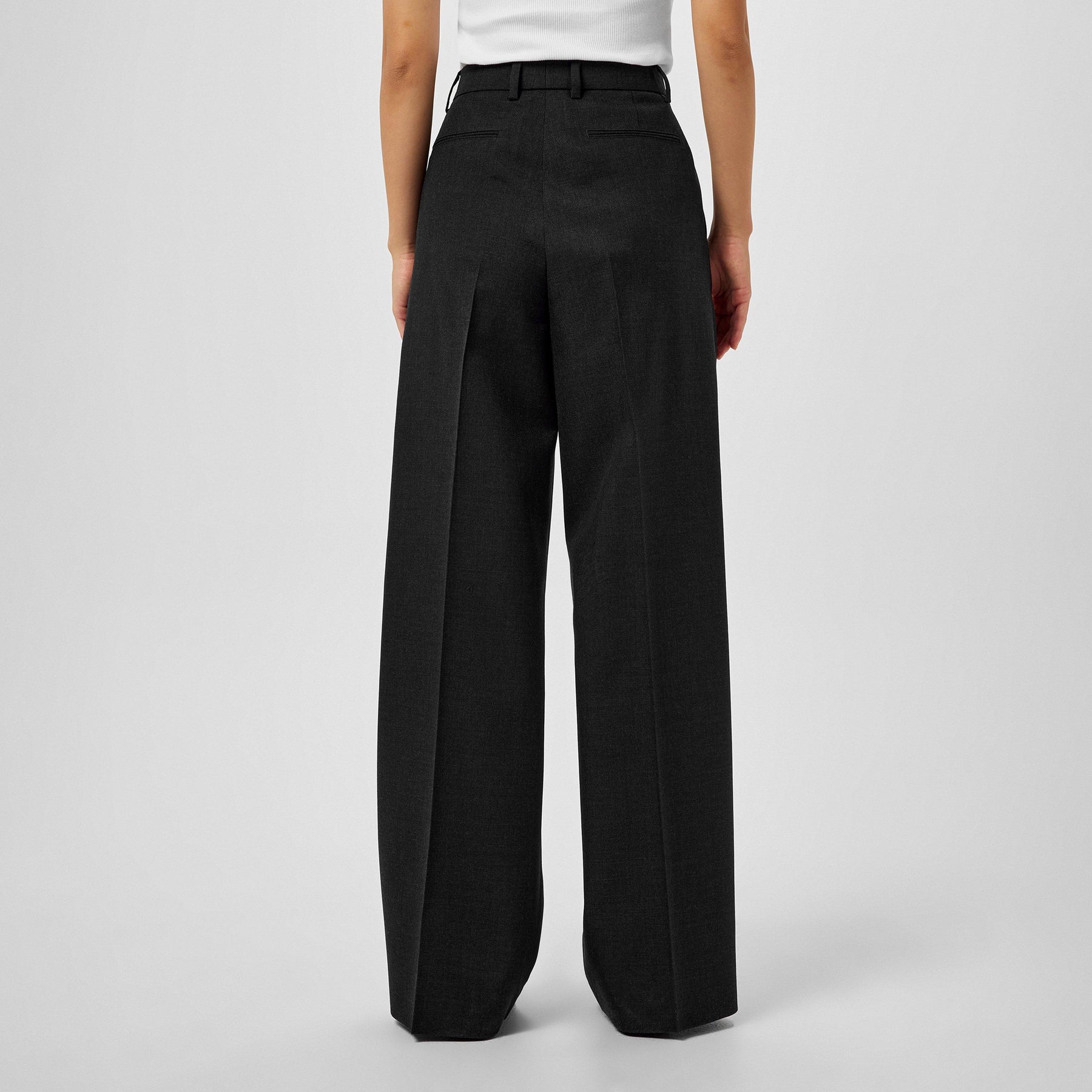 Women's Plain Wool Wide Leg Trousers