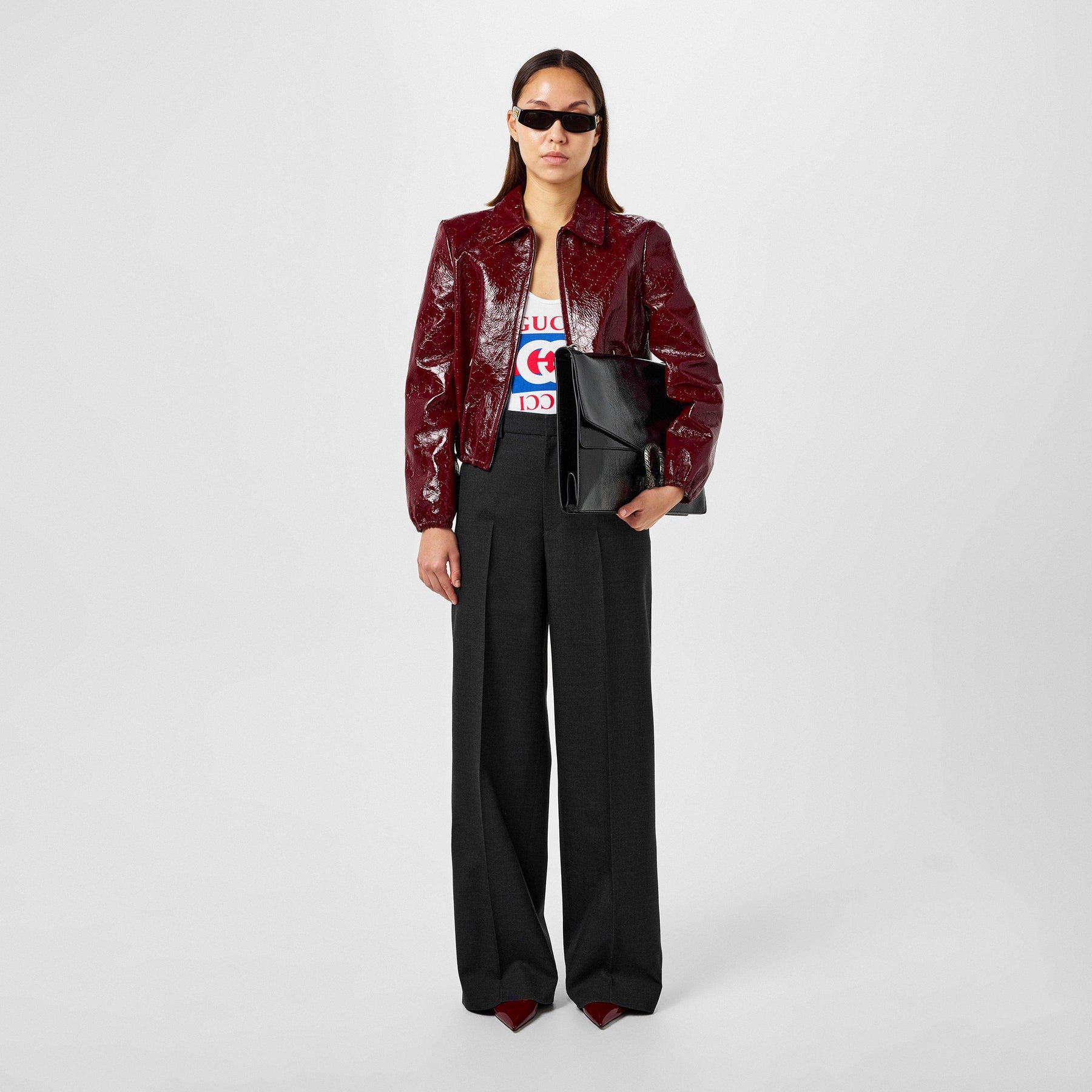 Women's Plain Wool Wide Leg Trousers
