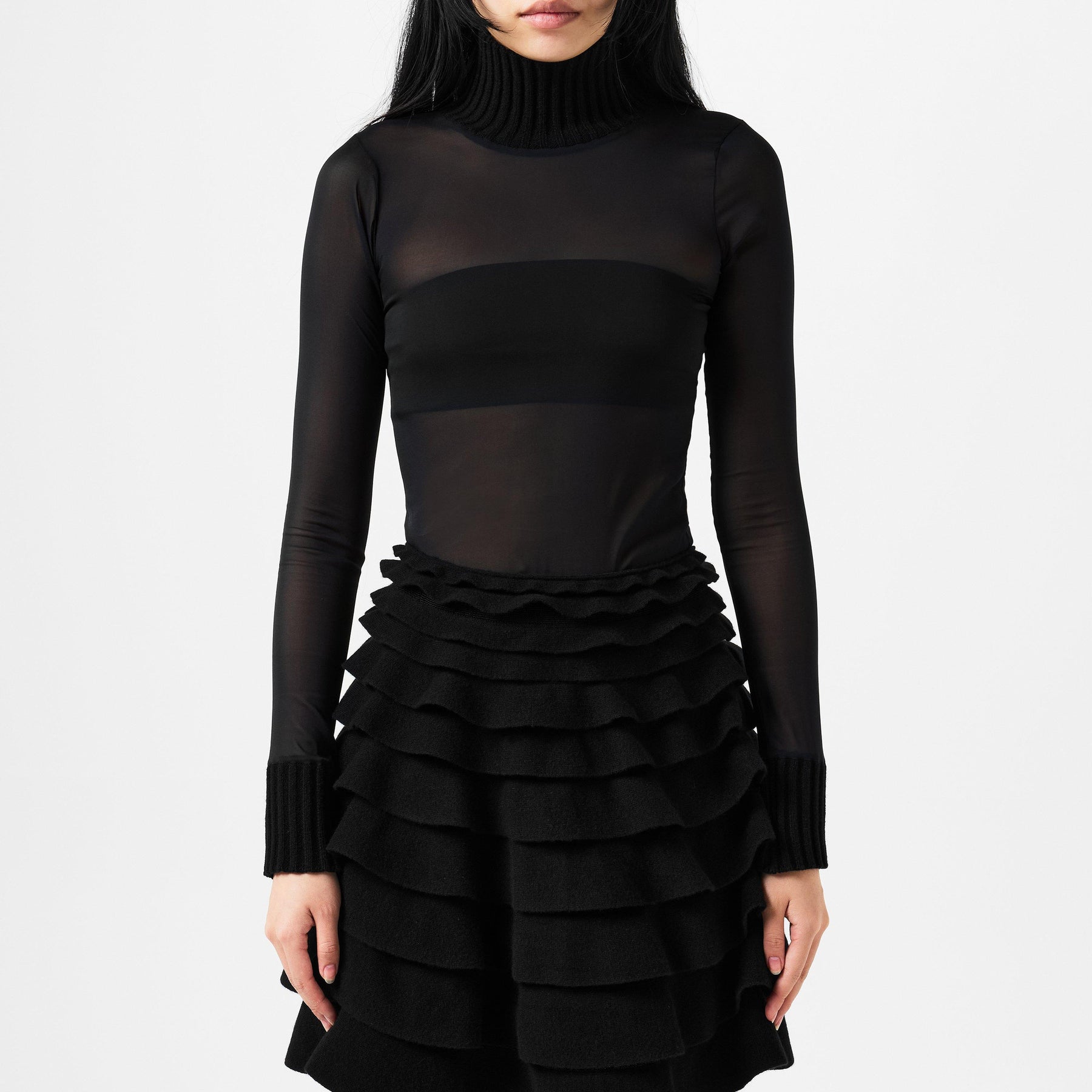 Sheer Turtleneck Top