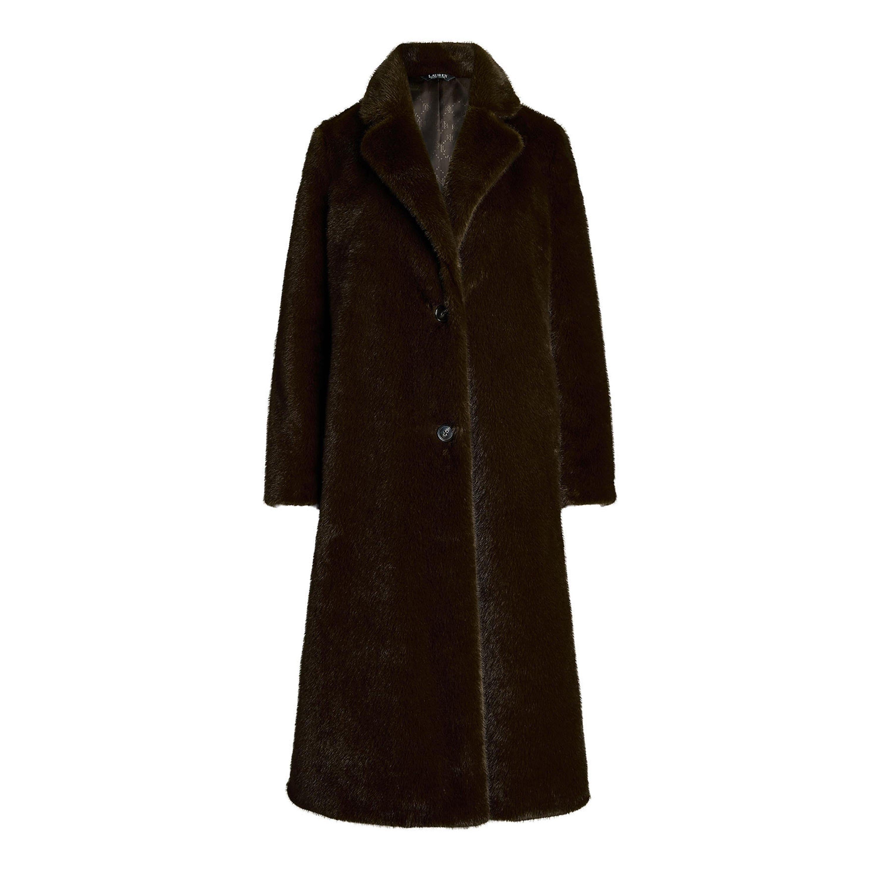 Polo Ralph Lauren Long Sleeve Button Faux Fur Coat