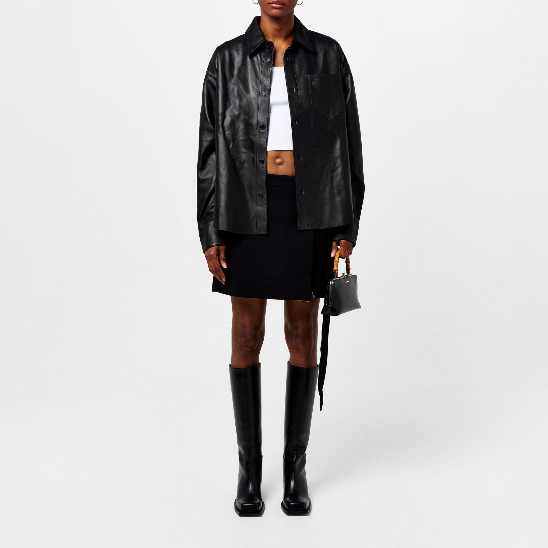 Boxy Fit Leather Shirt