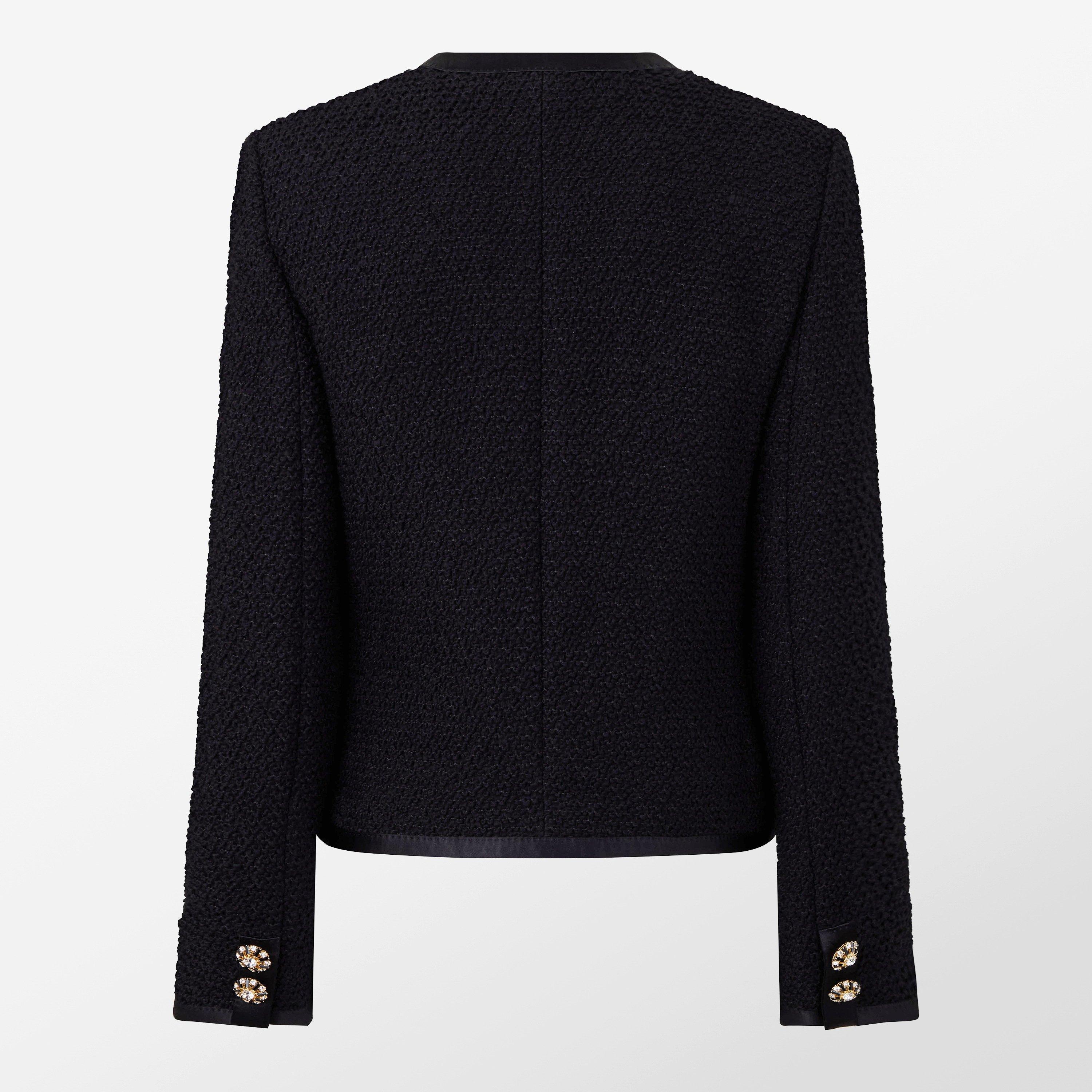 Buttoned Boucle Wool Long Sleeve Overcoat