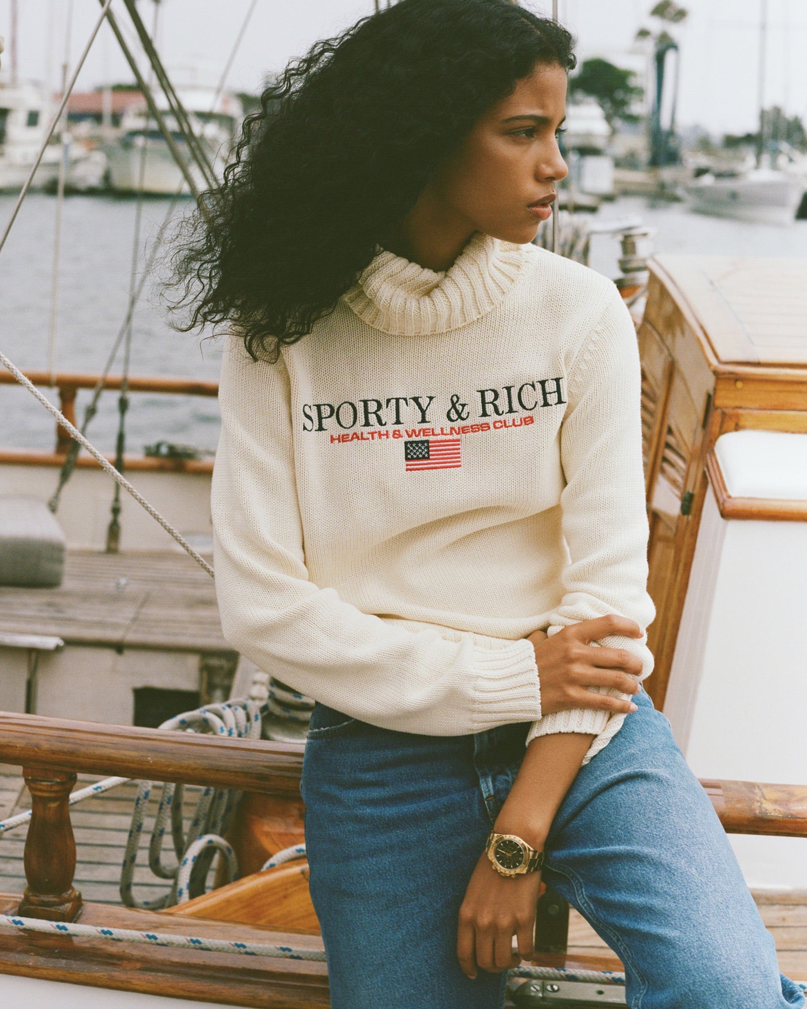 S&R Nautical Knitted Turtleneck - Ecru