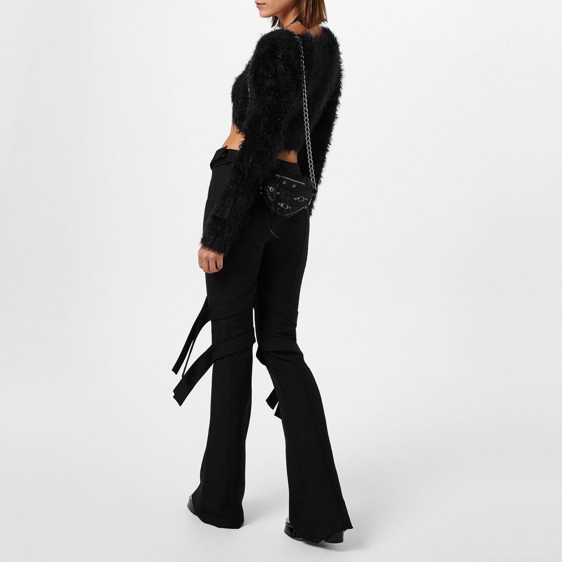 Strap-Detail Flared Trousers