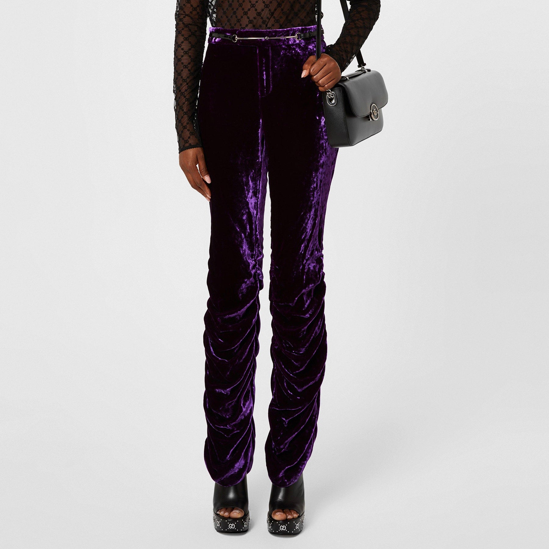 Velvet Trouser With Horsebit Belt
