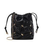 Black Bucket Bag with Drawstring Closure