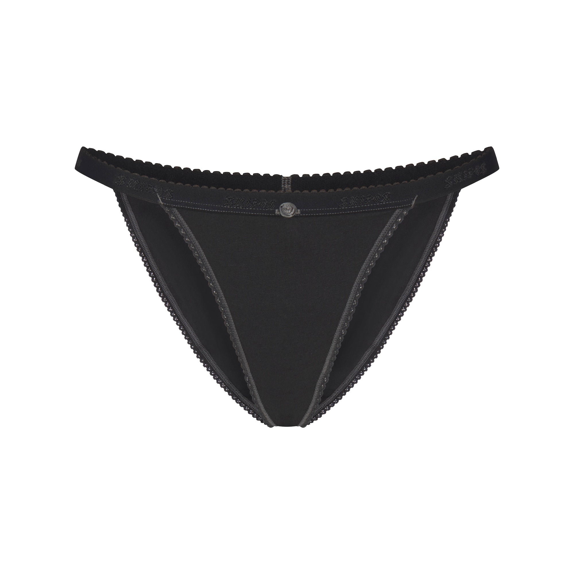 Lightweight Cotton Logo Picot String Bikini