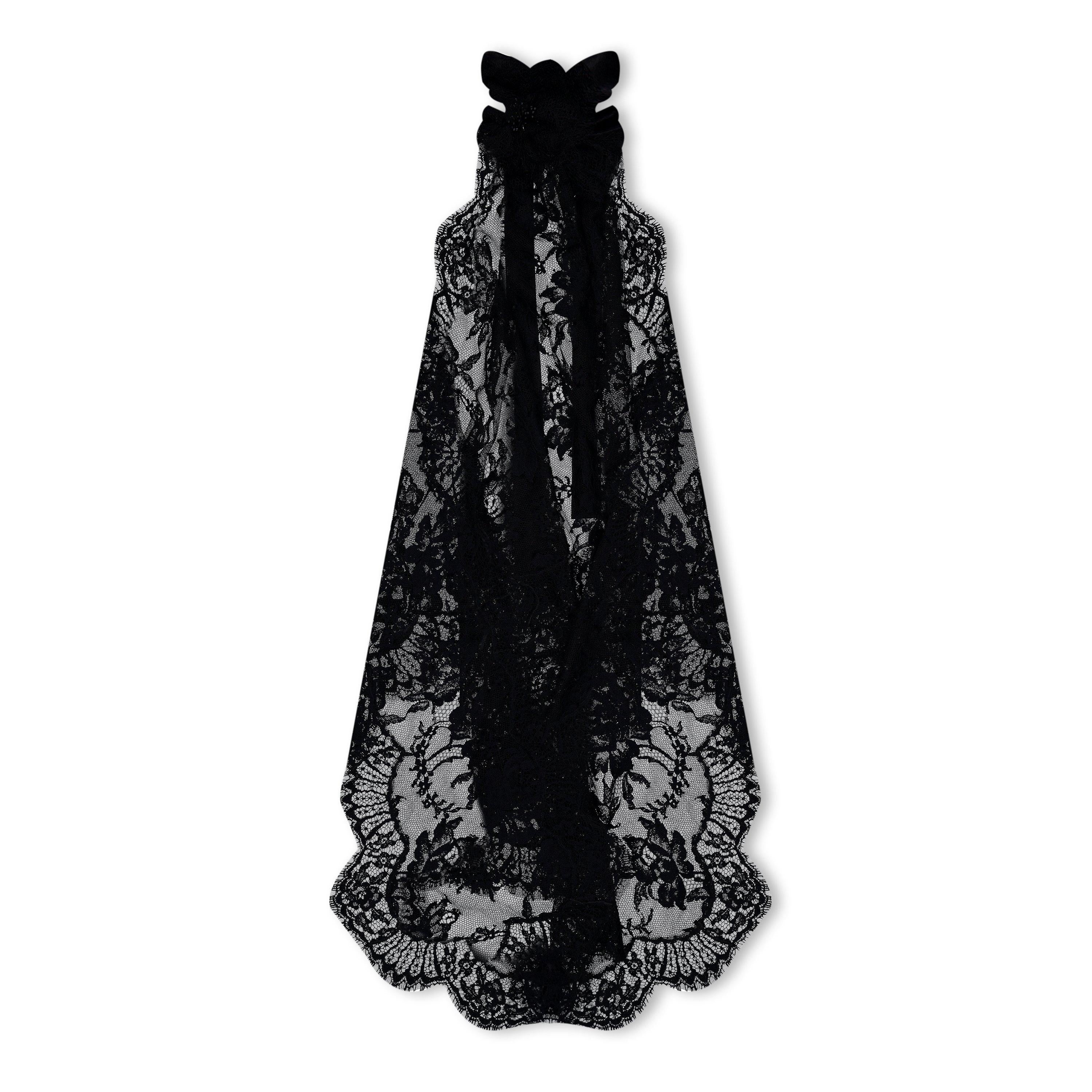 Asymmetrical Lace Top With Flower Detail On Neck