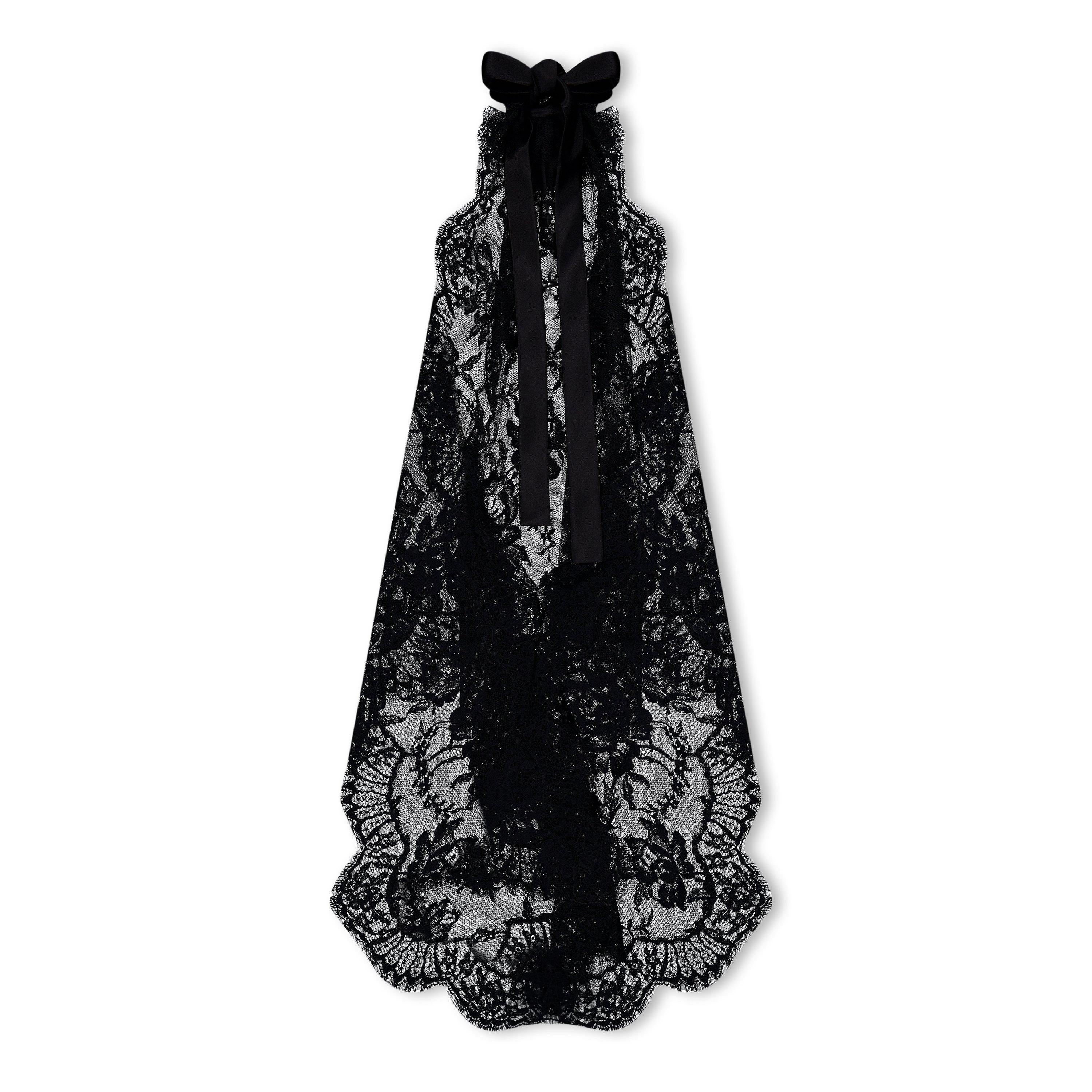 Asymmetrical Lace Top With Flower Detail On Neck