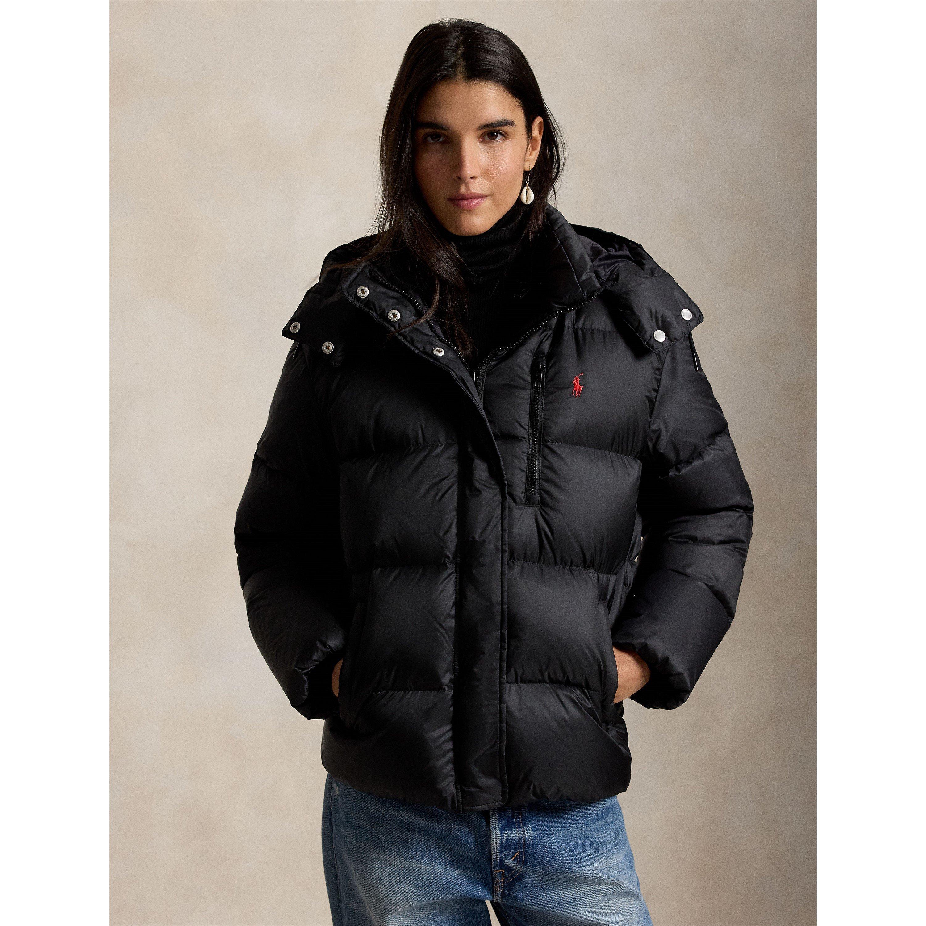 Carly Water-Repellent Quilted Duck Down Wind Resistant Detachable Hood Short Puffer Jacket