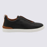 Zegna Black Leather Sneakers