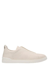 Zegna Men’s Triple Stitch™ White Leather Slip-On Sneakers with Elastic Closure