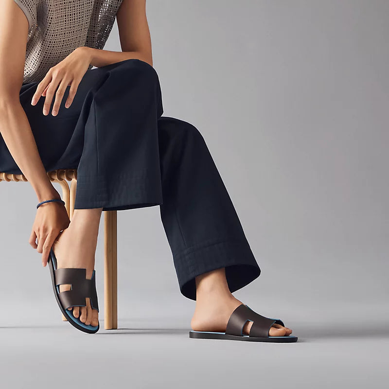 Izmir sandal in Moka / Bleu Jean