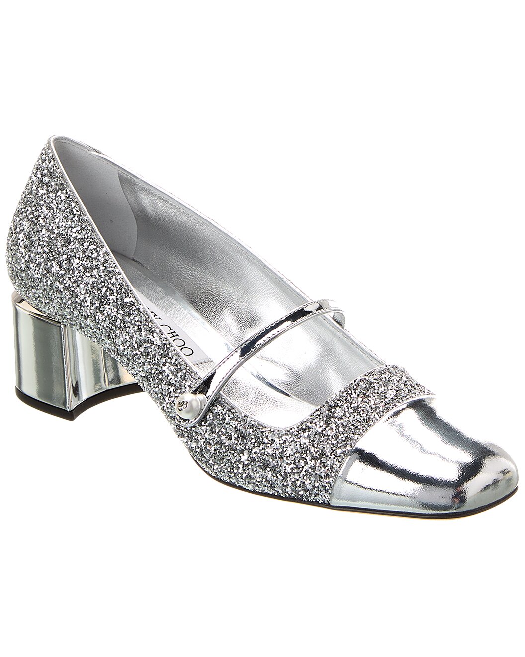 Jimmy Choo Elisa 45 Glitter & Leather Pump