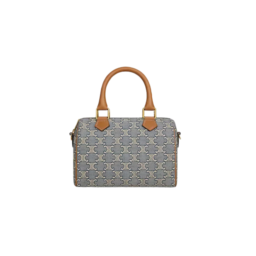 CELINE SMALL BOSTON IN TRIOMPHE JACQUARD AND CALFSKIN
