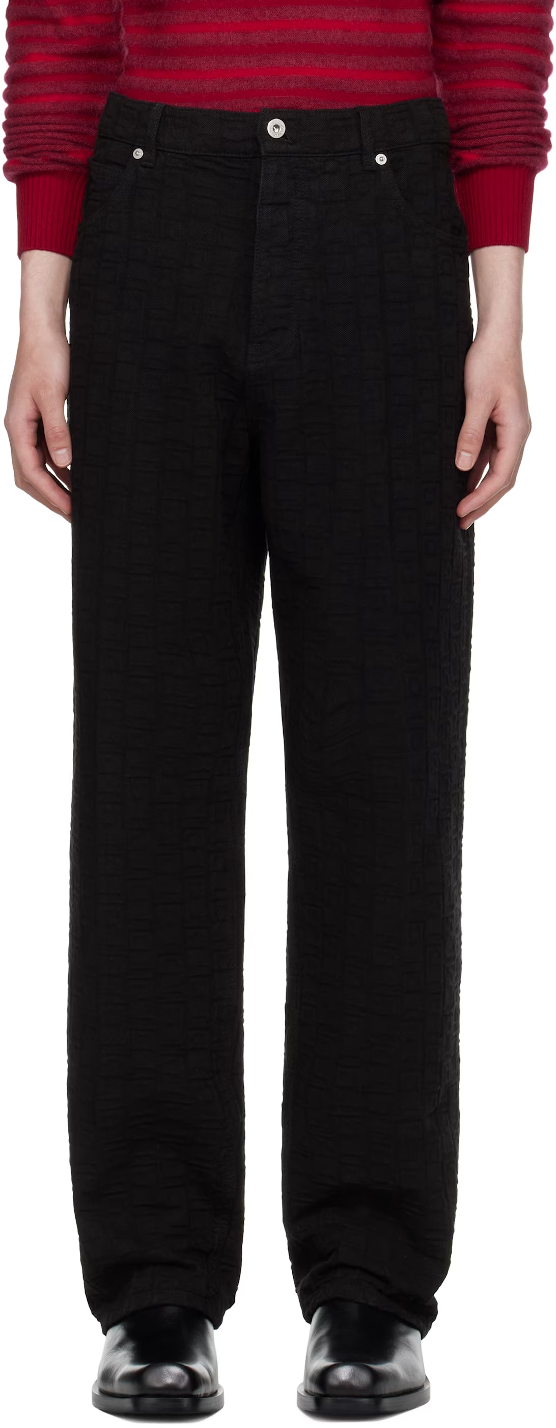 Ferragamo Black Monogram Five-Pocket Jeans