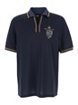 Fendi Blue Polo with All-Over Tone-on-Tone FF Motif and Fendi Club Patch on the Front in Tech Fabric Man