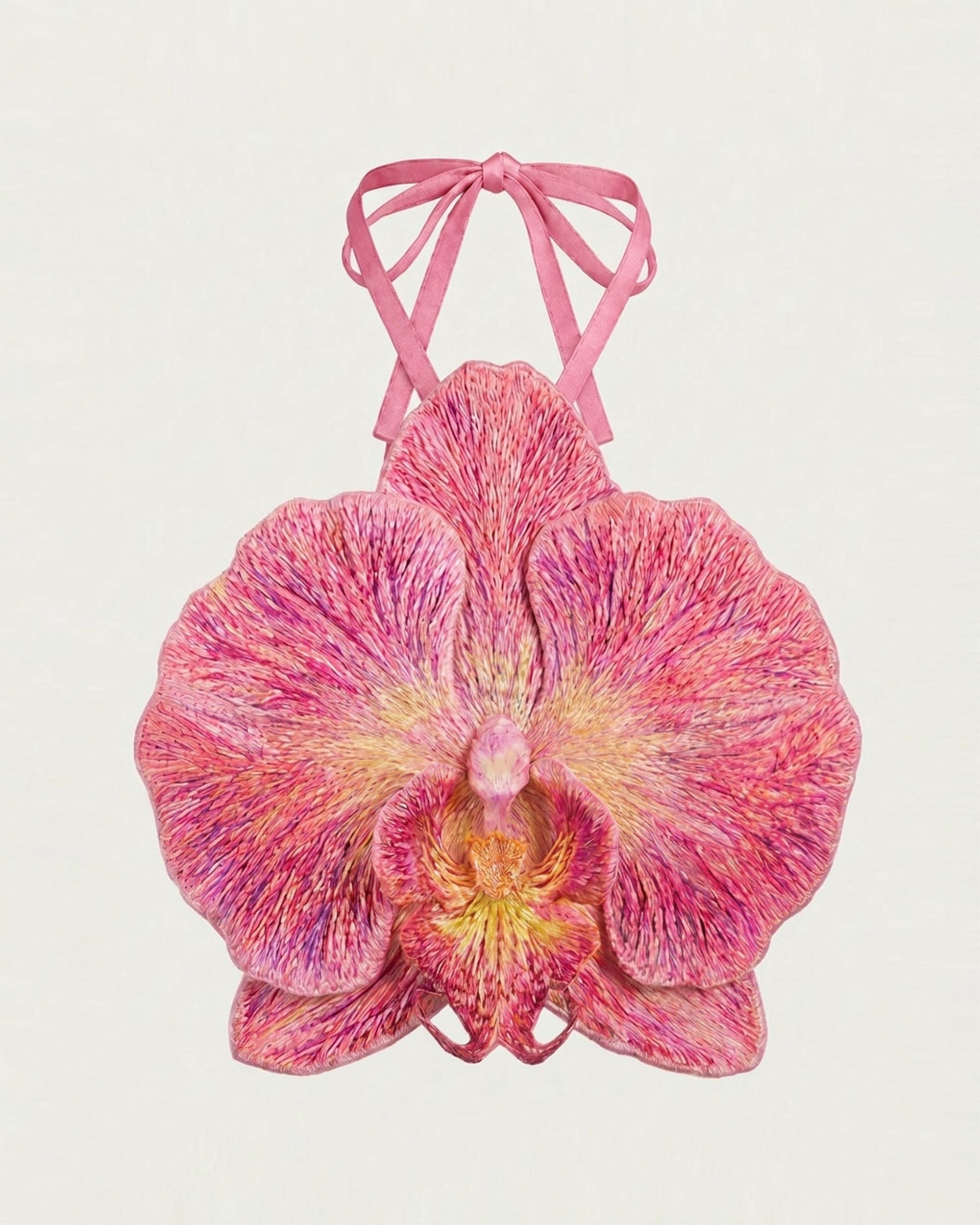 3D Orchid Halter Crop Top - Pink