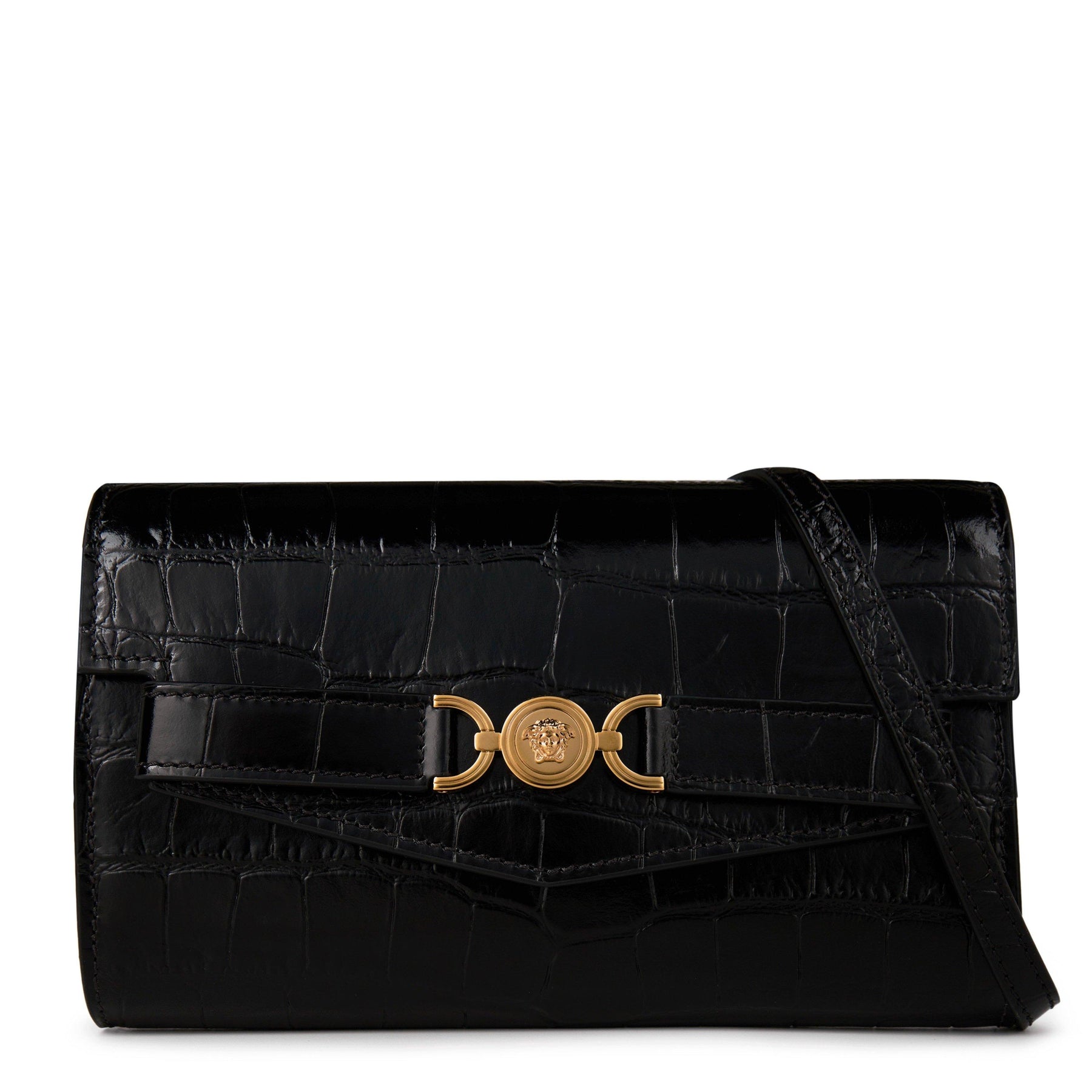 Mini Croc-Effect Medusa Crossbody Bag