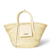 Women's Textured Palm Leaf Le Panier Soli Tote Bag