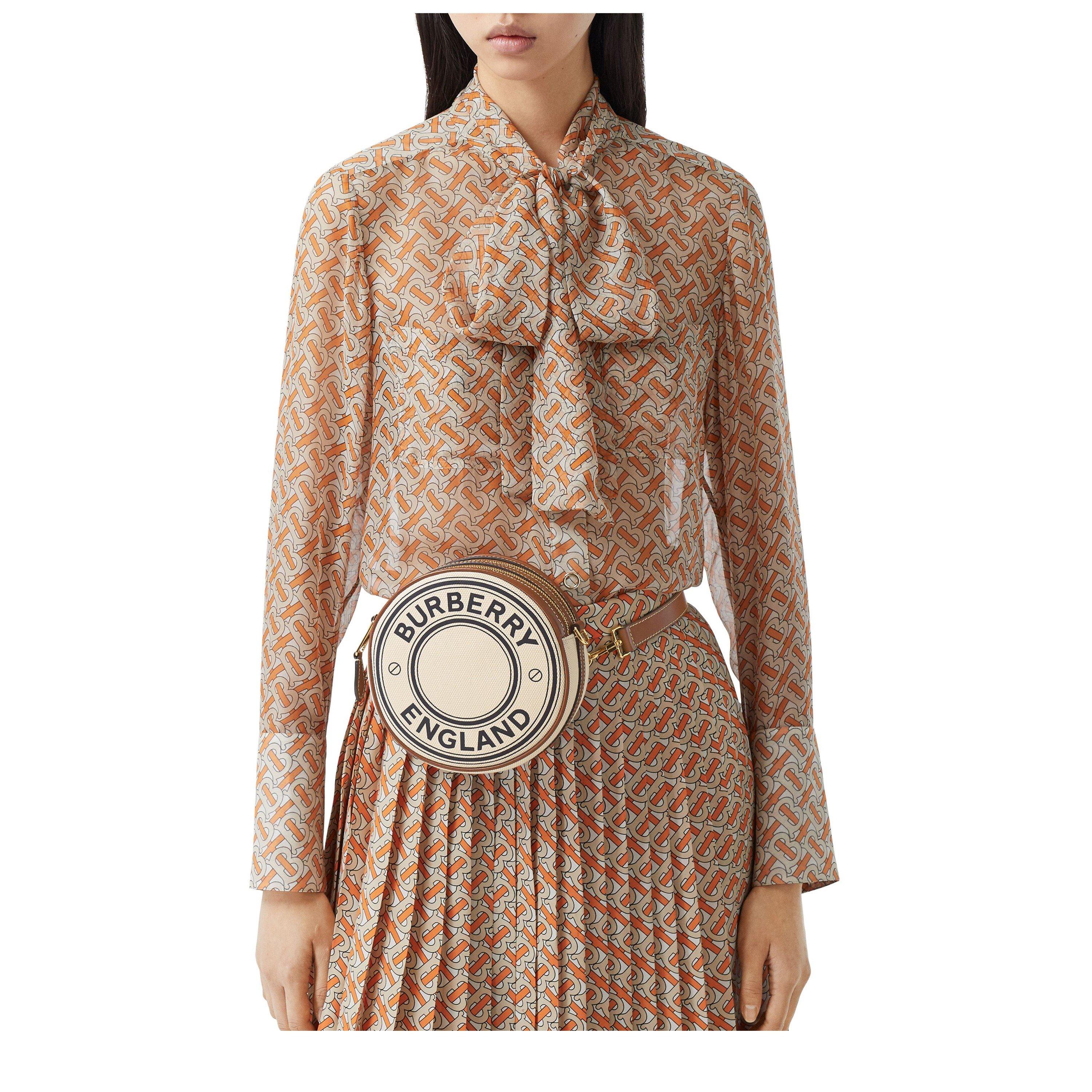 Logo Graphic Cotton Canvas And Leather Louise Mini Round Bag