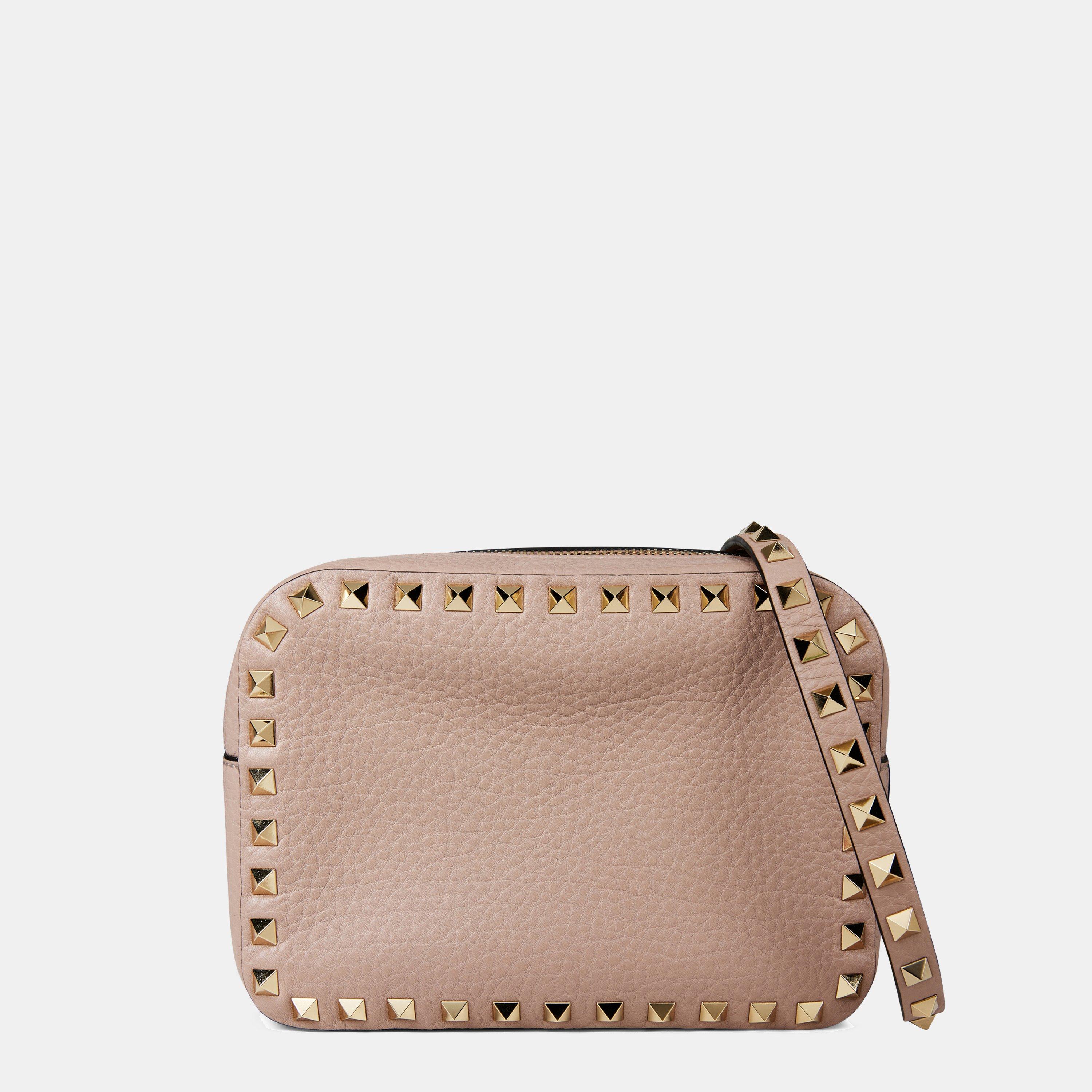 Rockstud Grained Leather Crossbody Bag